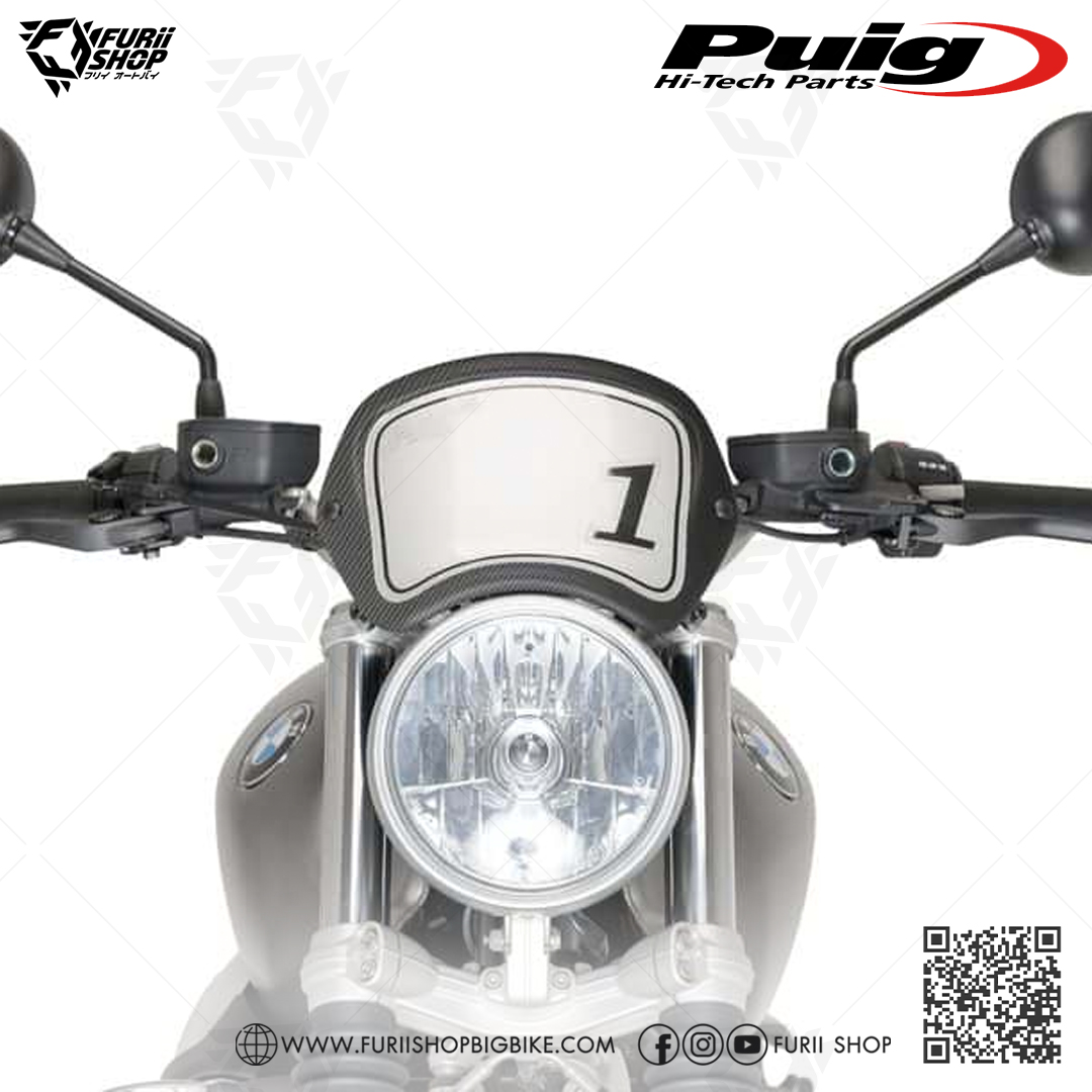 ชิลด์หน้า Puig Front Plate Carbon : for BMW R nine T 13-20 / New!! R nine T Scramble 17-20