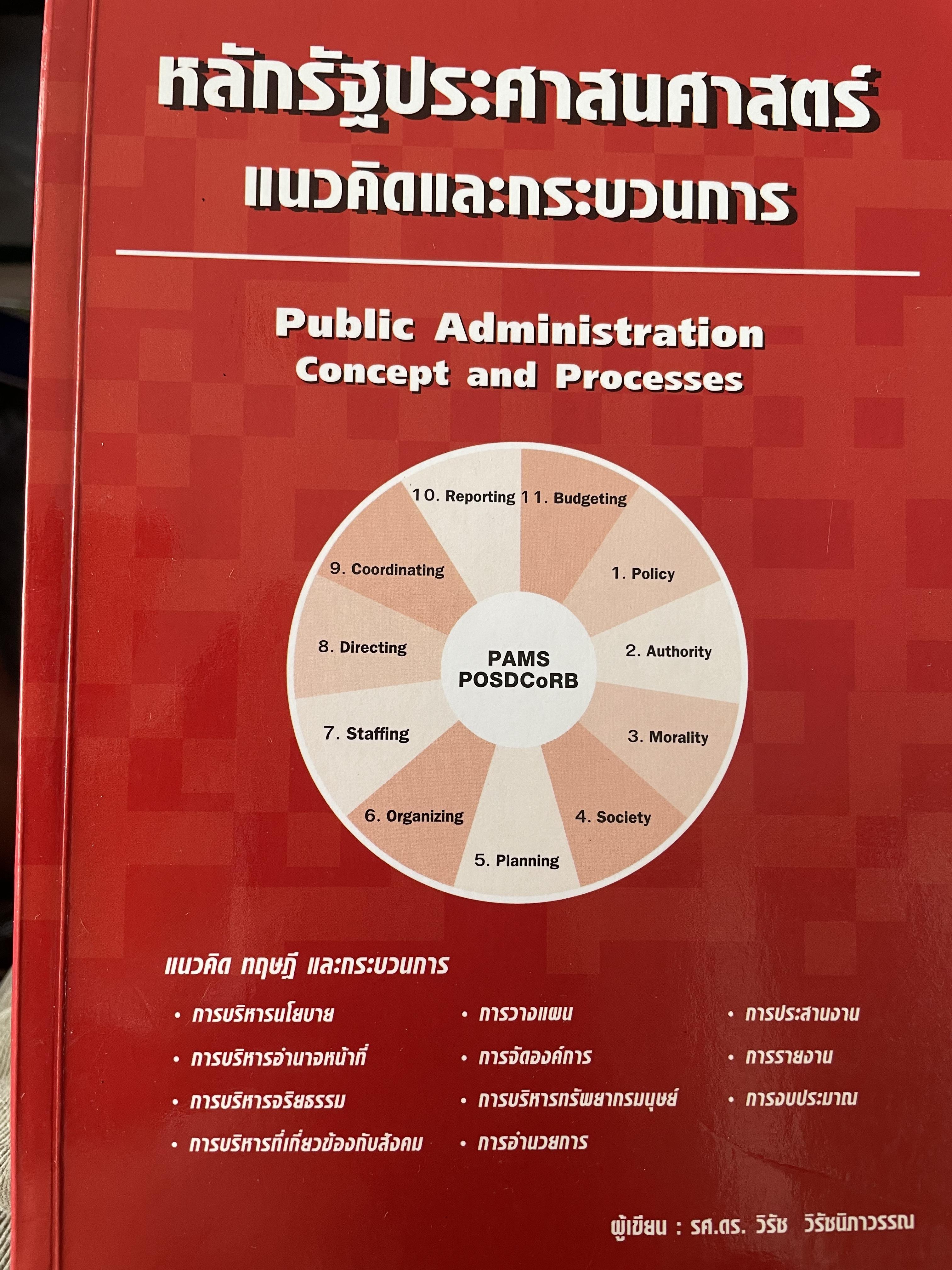 หลักรัฐประศาสนศาสตร์ แนวคิดและกระบวนการ Public Administration. Concept and Processes. ผู้เขียน รศ.ดร.วิรัช วิรัชนิภาวรรณ 0 กก.