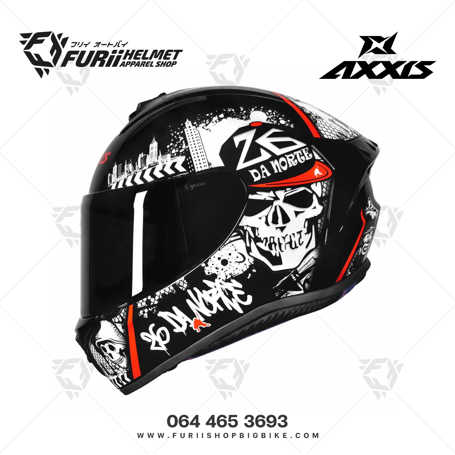 หมวกกันน็อคเต็มใบ AXXIS Draken S Da Norte B0 White (สีเงา)
