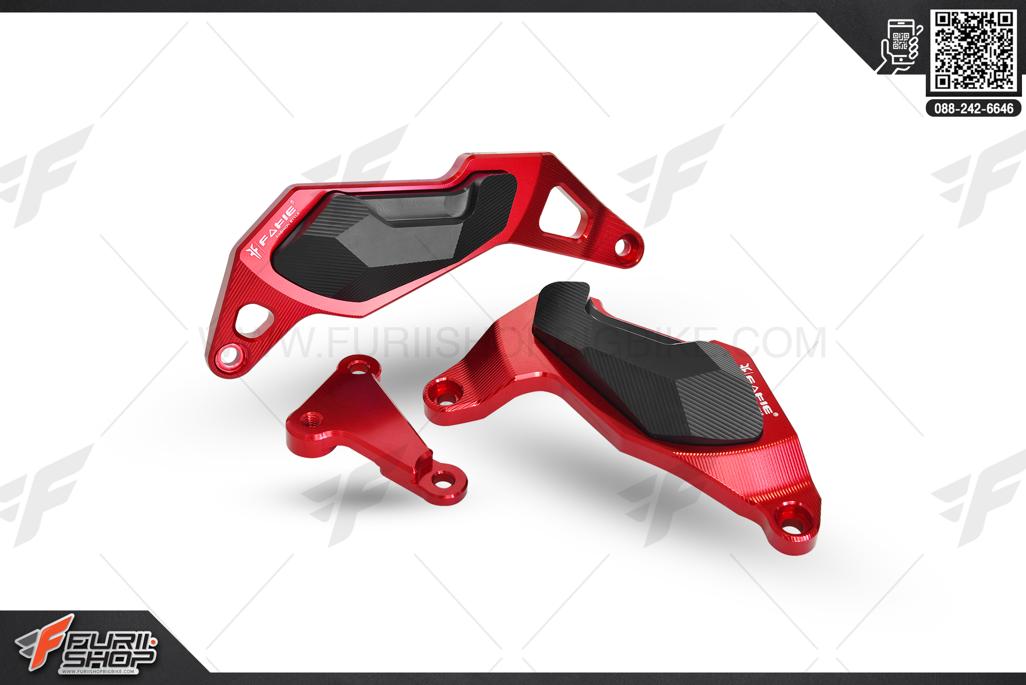 กันแคร้งเครื่อง Fakie Ninja400 สีแดง