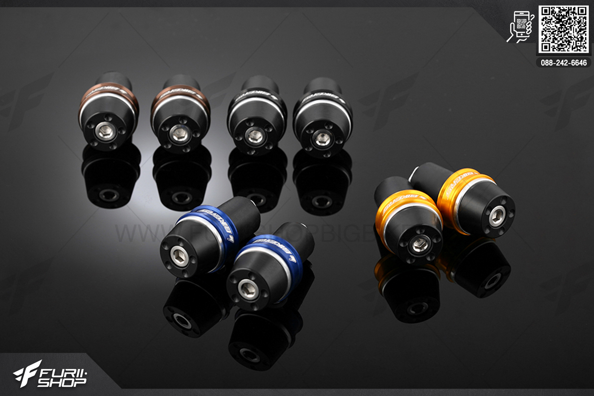 ตุ้มปลายแฮนด์ชุปเปอร์ลีนสีดำ (Black Superlene Head Bar End Caps (used with Bikers Handle Bar)) Bikers Honda Forza 300 (2013-2017)