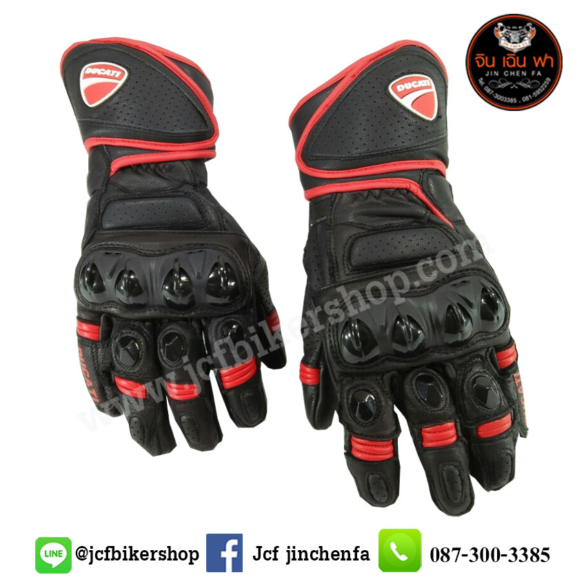ถุงมือมอไซค์ ถุงมือมอเตอร์ไซค์ ถุงมือขับมอเตอร์ไซค์ ถุงมือ DUCATI ข้อยาว V2