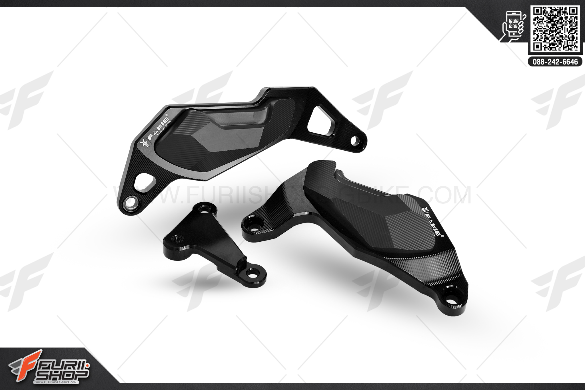 กันแคร้งเครื่อง Fakie Ninja400 สีดำ