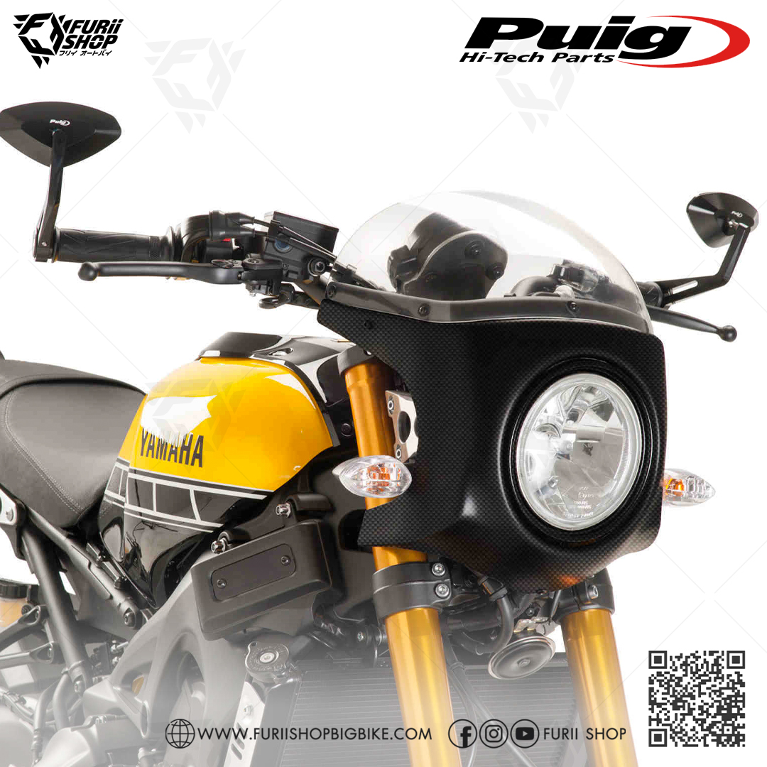 ชิลด์หน้า Puig Windshield Retro Semi Fairing Carbon : for Yamaha XSR900 2017-2020