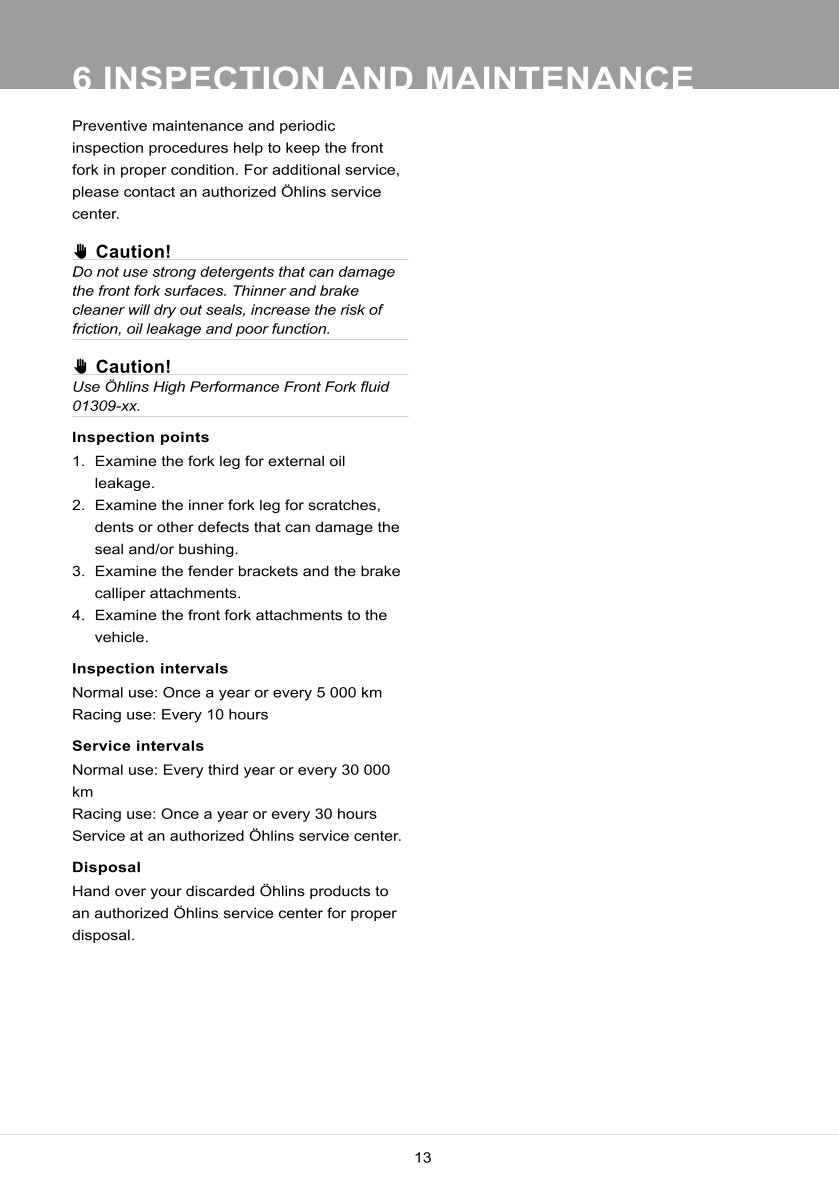 โช้คหน้า OHLINS FF520 FOR Universal Gold All