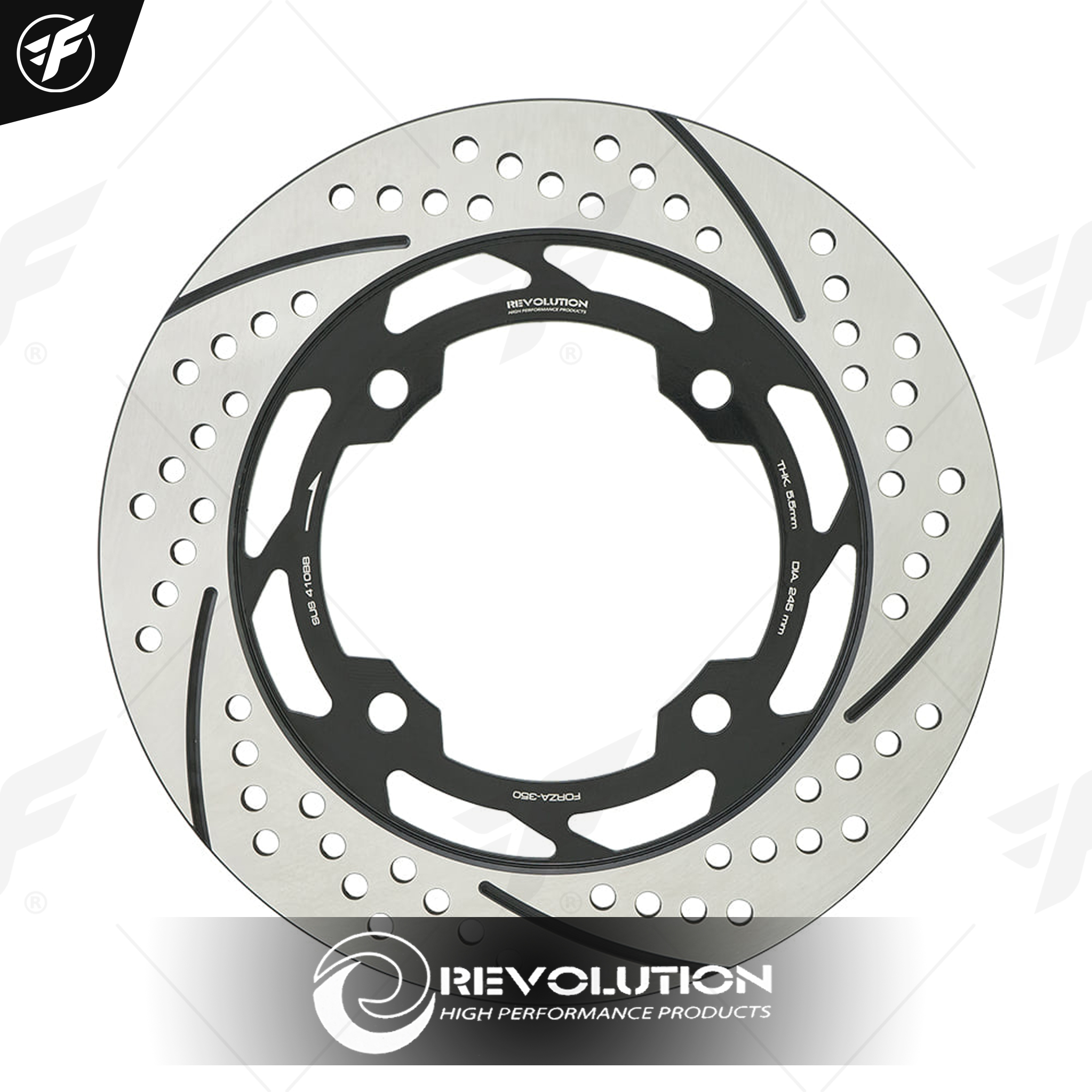 จานดิสเบรคหลัง ลายกลม 5.5mm REVOLUTION V2 FOR-350/300NEW ใช้ ปั้มBrembo ปักข้าง2P จาน245mm
