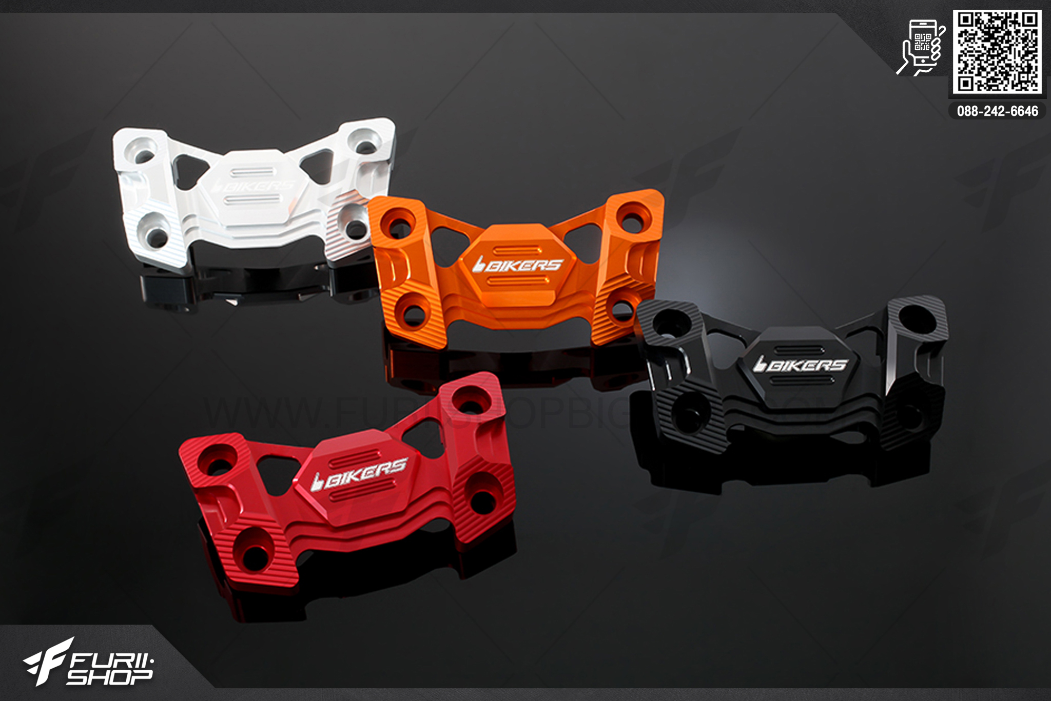 ตุ๊กตาแฮนด์ผอม (Bar Clamp set OD.22.2 mm) Bikers Kawasaki NINJA 650 ABS (2012-2016)