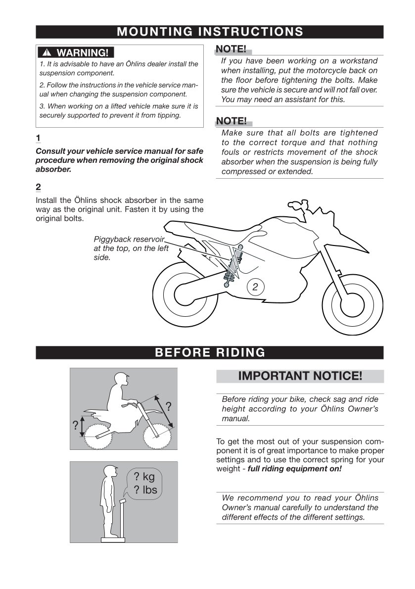 โช๊คหลังแต่ง Ohlins BM688 For BMW HP 2 Enduro ปี 2006