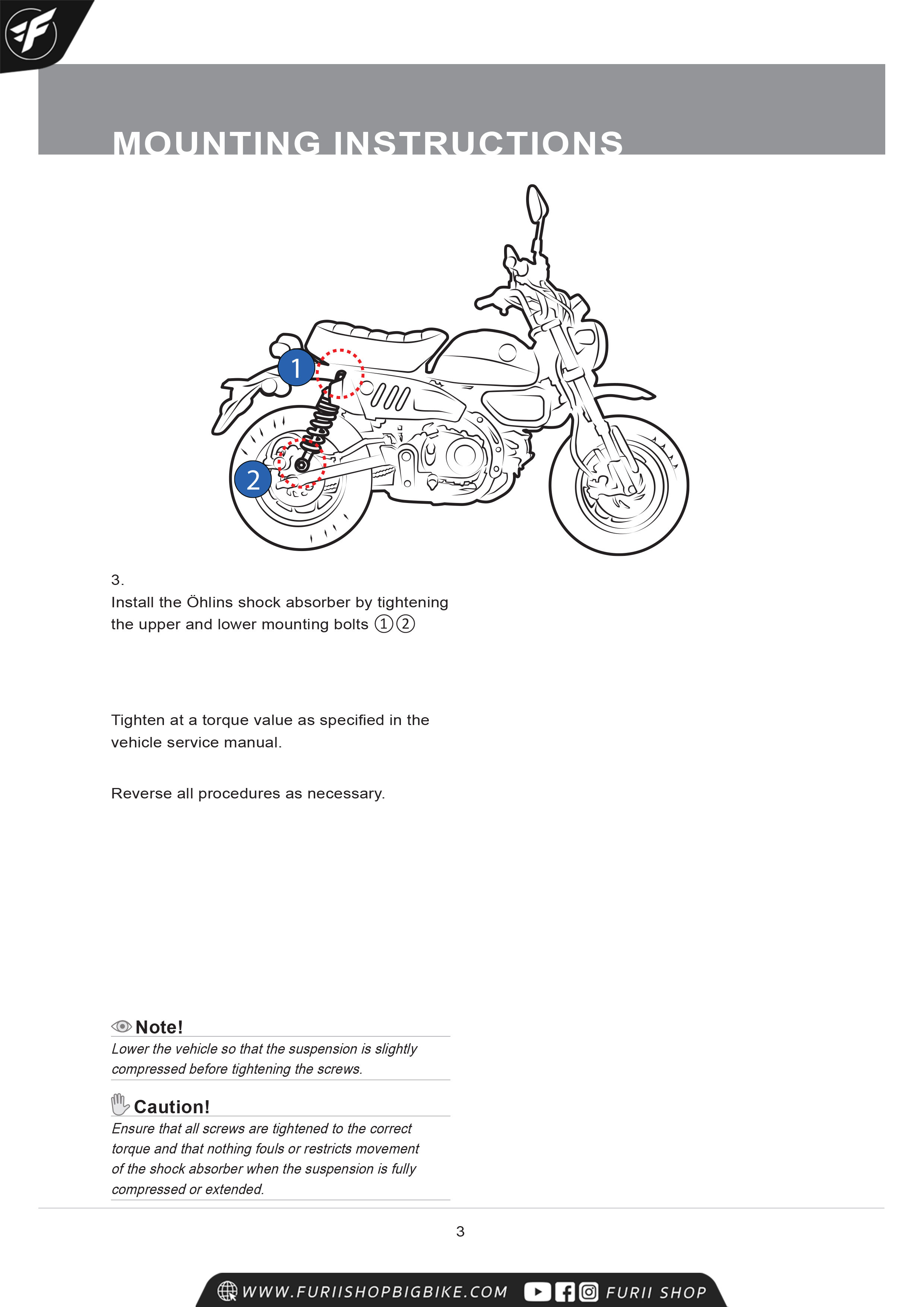 โช๊คหลัง OHLINS HO919 FOR Honda Monkey 2018-2019