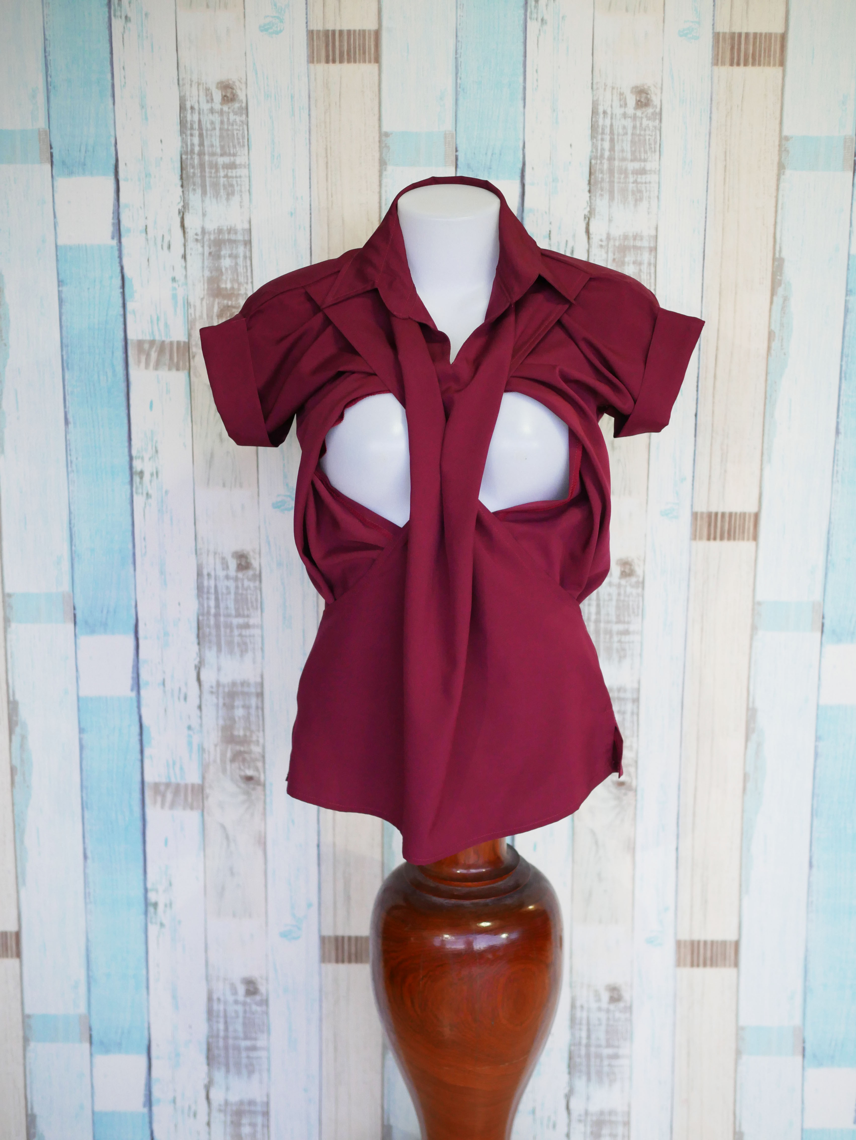 FS05_[Size-XL-สีเหลือดหมู]_เสื้อให้นมแหวกข้างทรงค้างคาวคอปก