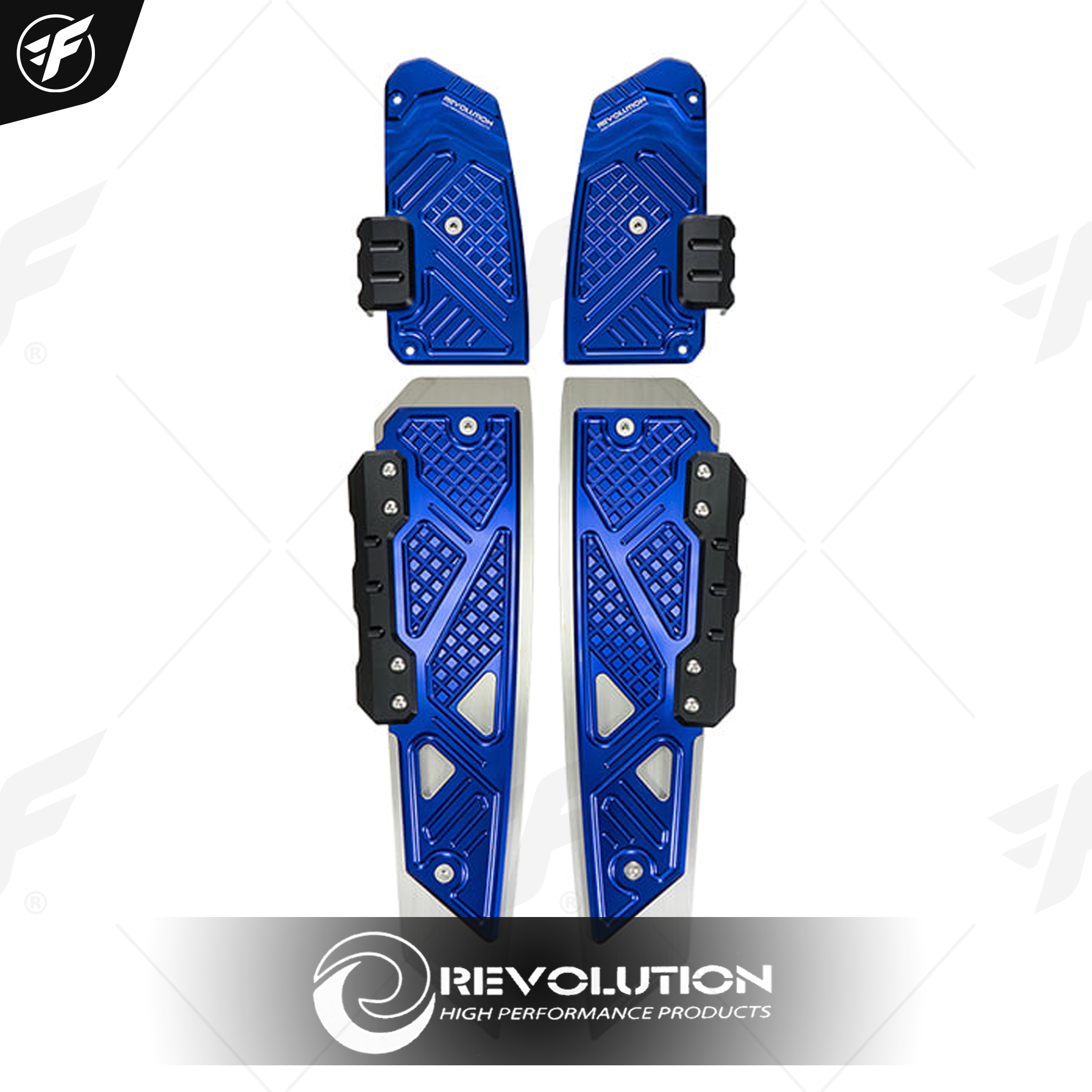 แผ่นรองพื้น(สแตนเลส+มีเนียมCNC) REVOLUTION V2 FORZA-350/300 NEW น้ำเงิน
