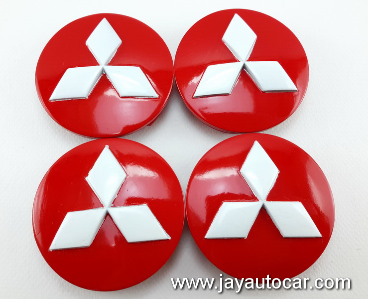 ฝาล้อรถยนต์ ฝาล้อแม็กซ์ ฝาล้อแต่ง MITSUBISHI สำหรับ ล้อแม็ก เดิม แท้ พื้นแดง โลโก้สีขาว 1ชุด 4ชิ้น ไซต์มาตรฐาน