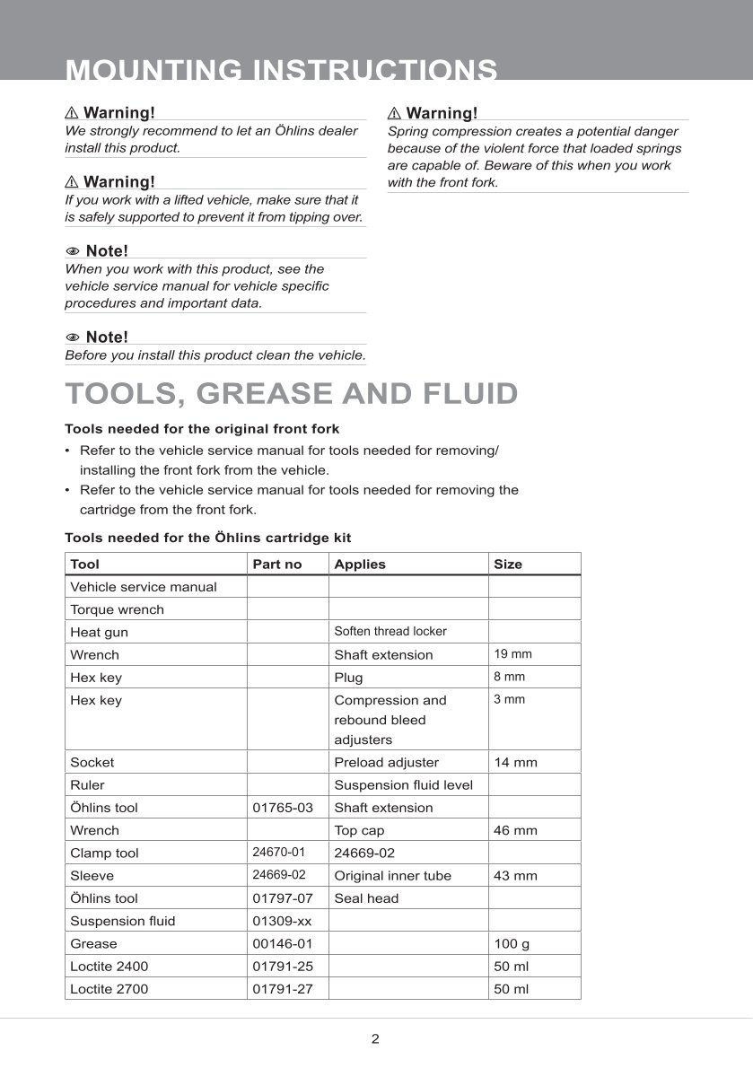 สปริงโช้คหน้า Ohlins FKS520 For Triumph Thruxton R 2016-2019