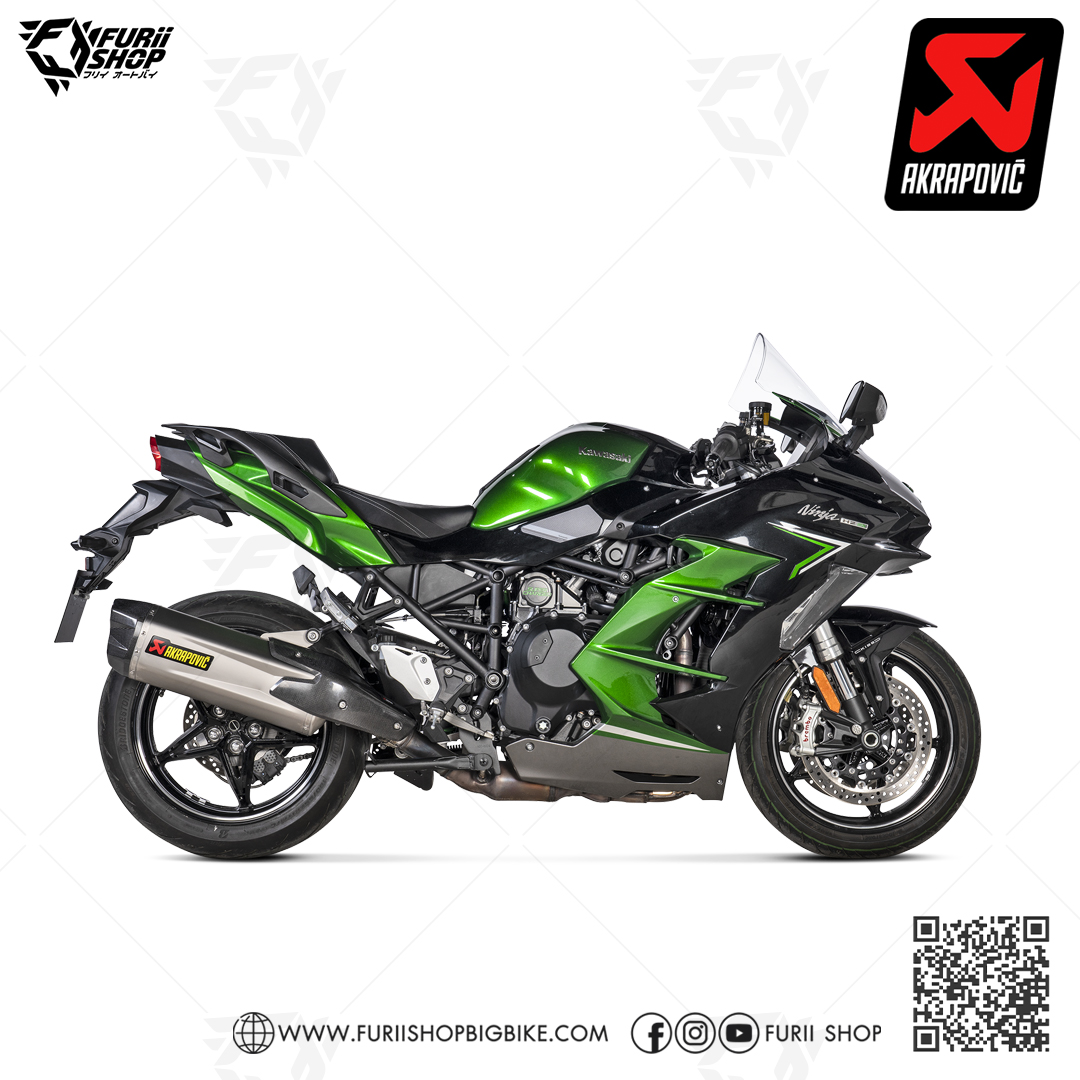 ท่อแต่ง Akrapovic Slip on Titanium New shape : for Kawasaki Ninja H2 SX 2018-2022