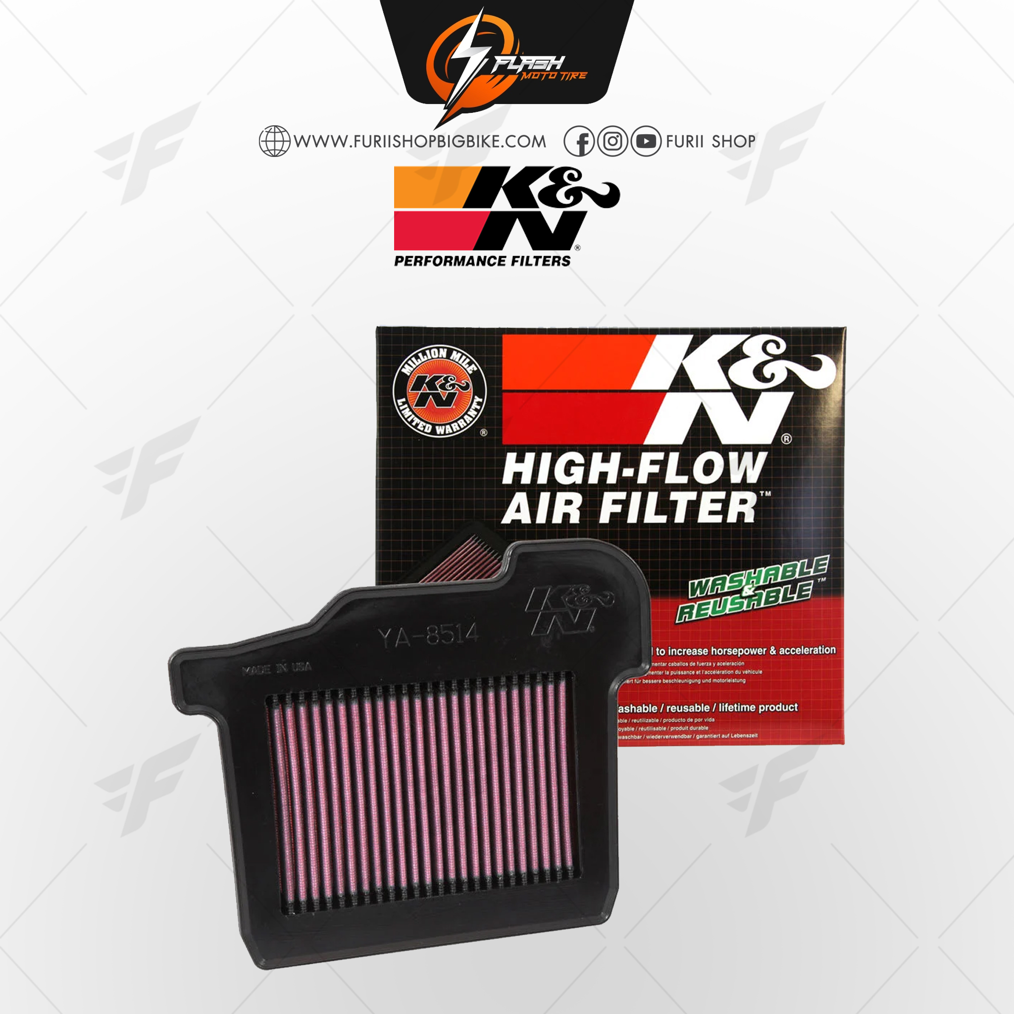 กรองอากาศ K&N สำหรับ YAMAHA