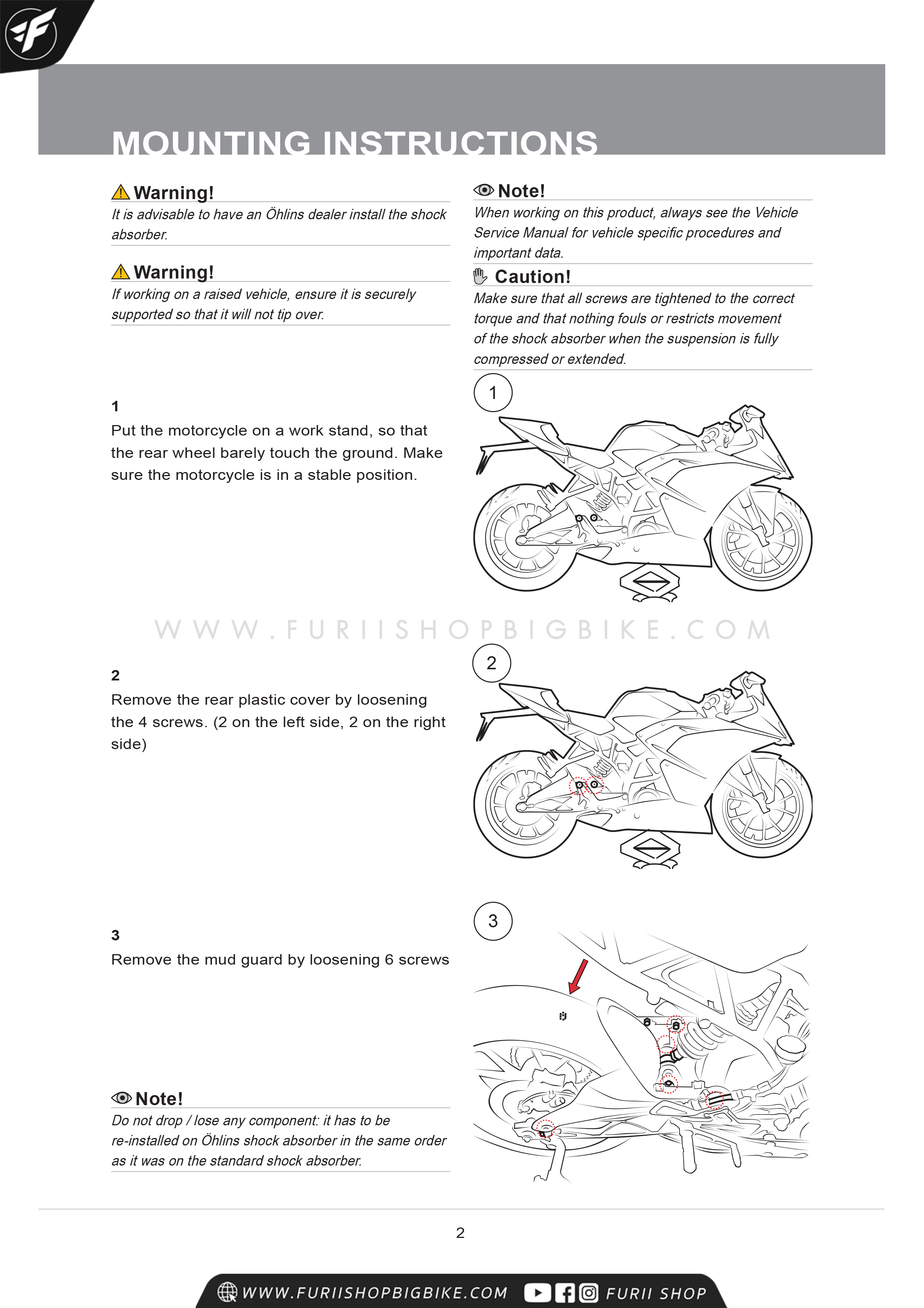 โช้คหลัง OHLINS KT303 FOR KTM RC390
