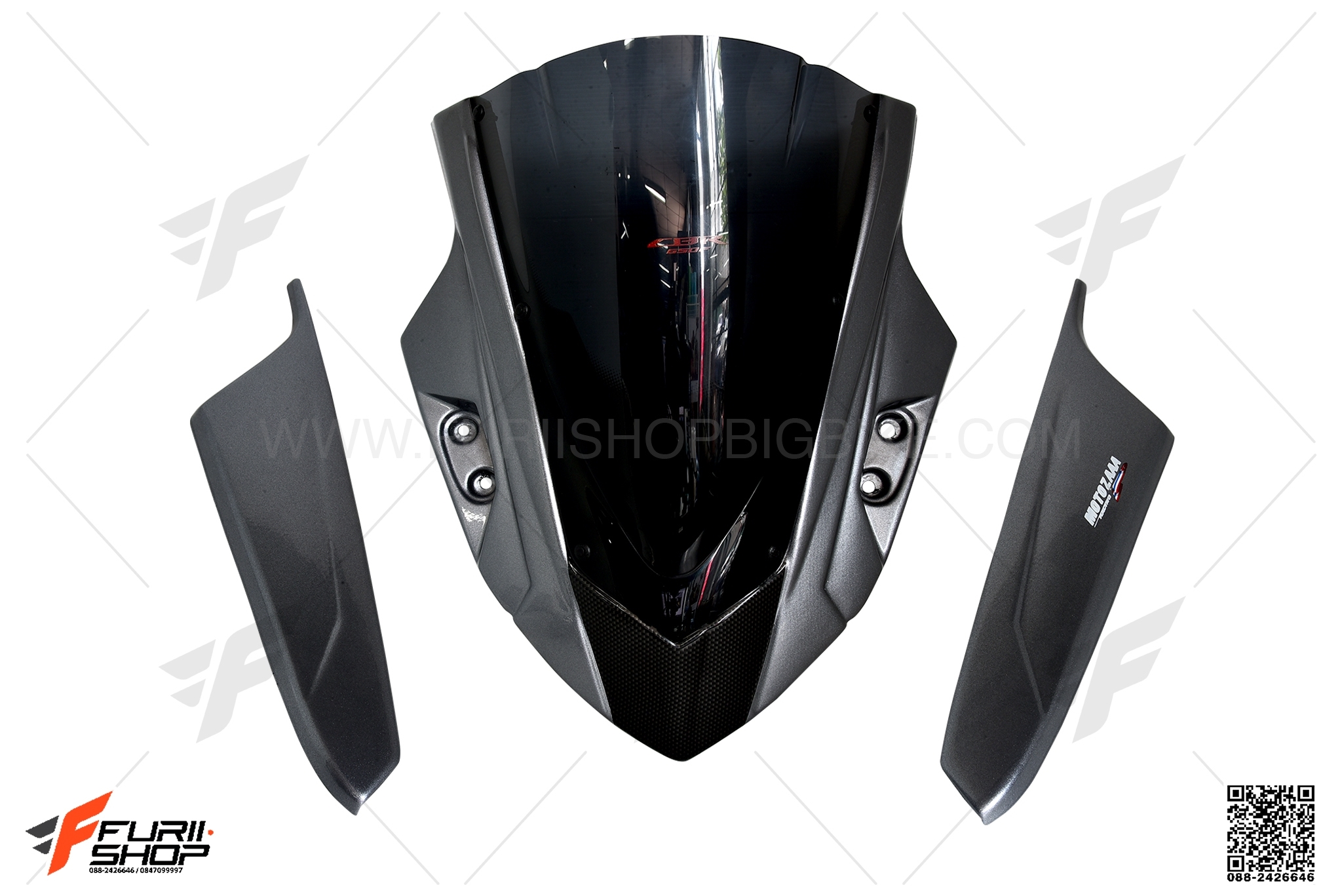 ชิวหน้า MOTOZAAA FUJIN สีเทา FOR HONDA CBR650F
