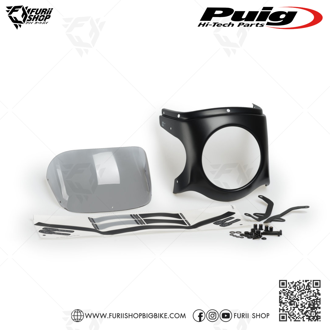 ชิลด์หน้า Puig Windshield Retro Semi Fairing Black : for Yamaha XSR900 2017-2020