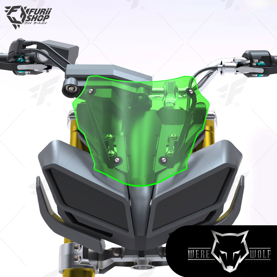 ชิลด์หน้า Were Wolf G-01 Smoke สีเขียวแรือง M933 : for Yamaha MT09 2017-2020
