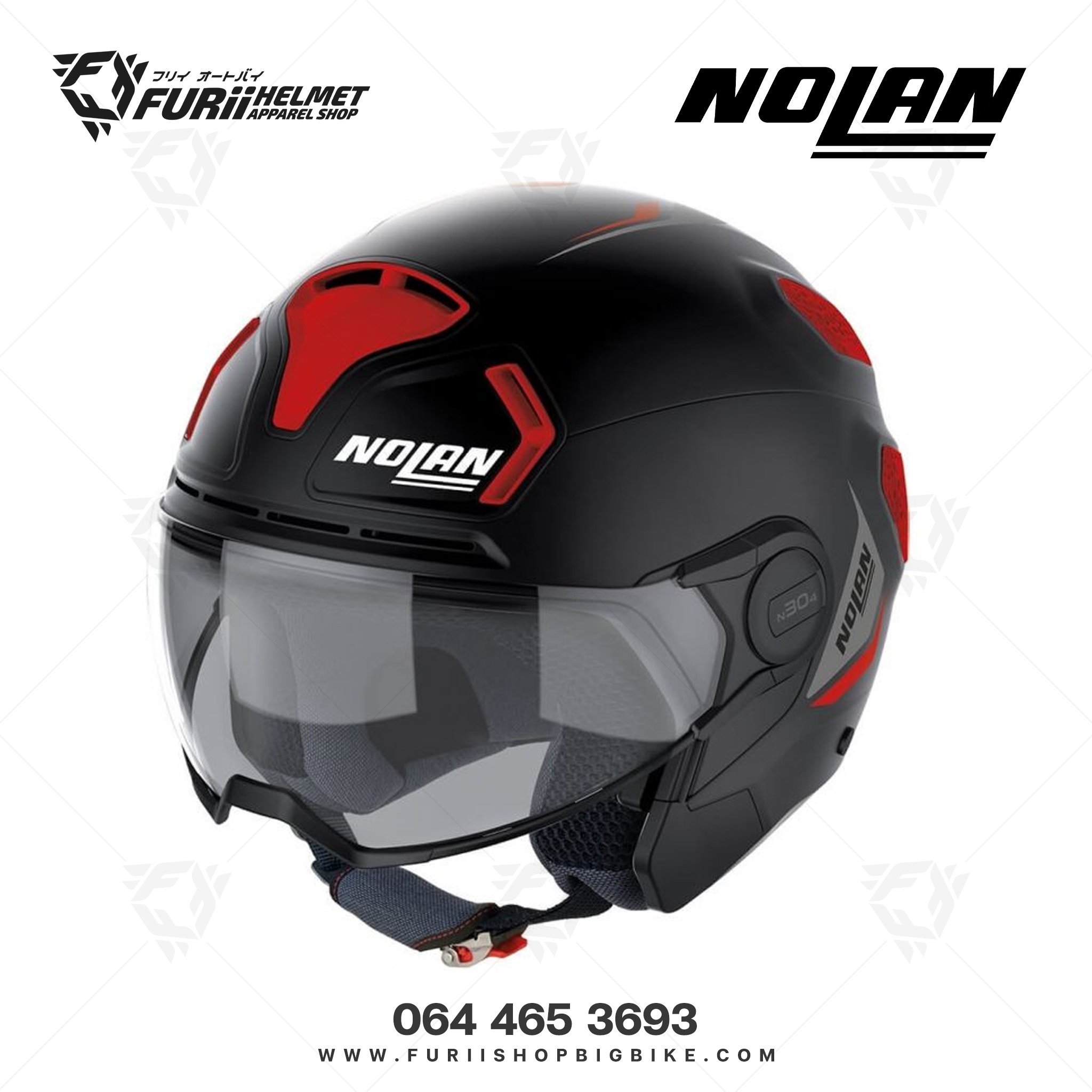 หมวกกันน็อค NOLAN Inception Flat Black Red Anthracite (16)