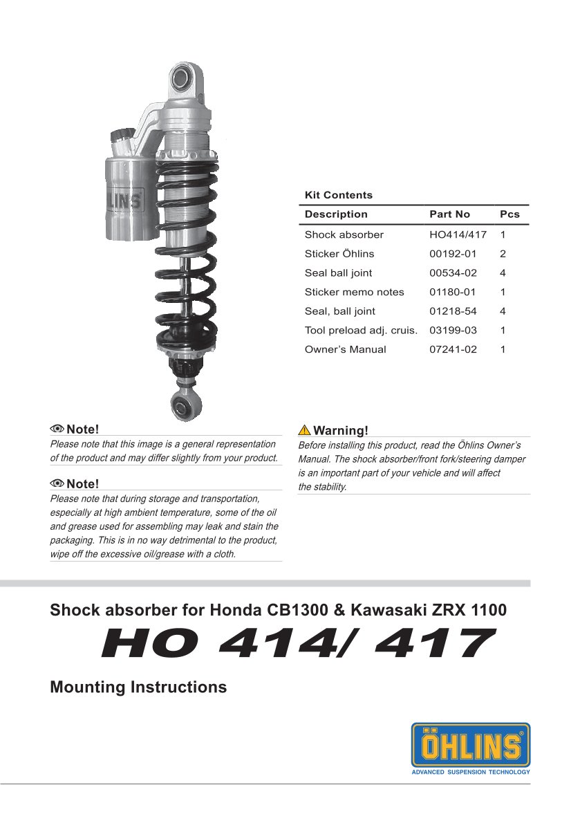 โช๊คหลังแต่ง Ohlins HO414 For Honda CB 1300 ปี 2003-2011