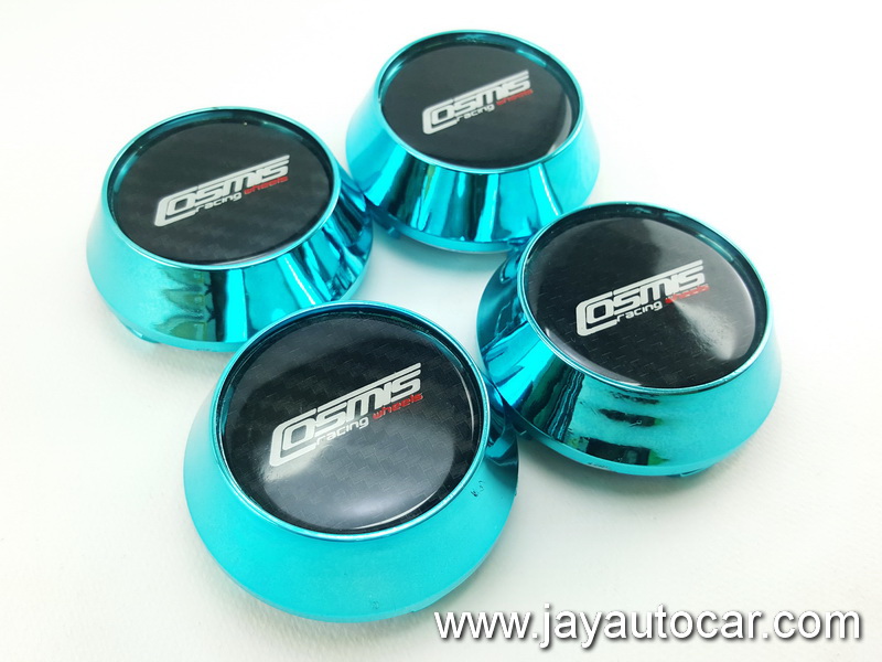 ฝาล้อรถยนต์ แม็กแต่ง ฝาล้อแม็ก ขนาด 63.5 มิล โลโก้ COSMIS RACING WHEELS สีฟ้า 1ชุด 4ชิ้น