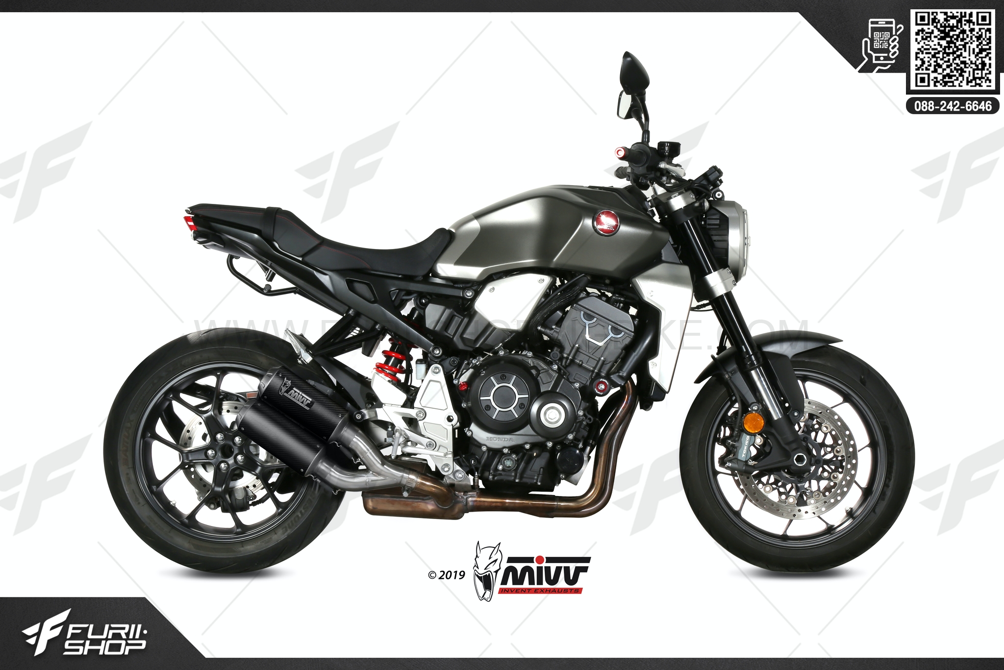 ท่อมอเตอร์ไซค์ MIVV 2 SLIP-ON M3 CARBONIO/CARBON FOR HONDA CB1000R 2018 ท่อแต่ง ท่อสูตร ท่อบิ๊กไบค์ ท่อBigbike ท่อไอเสีย