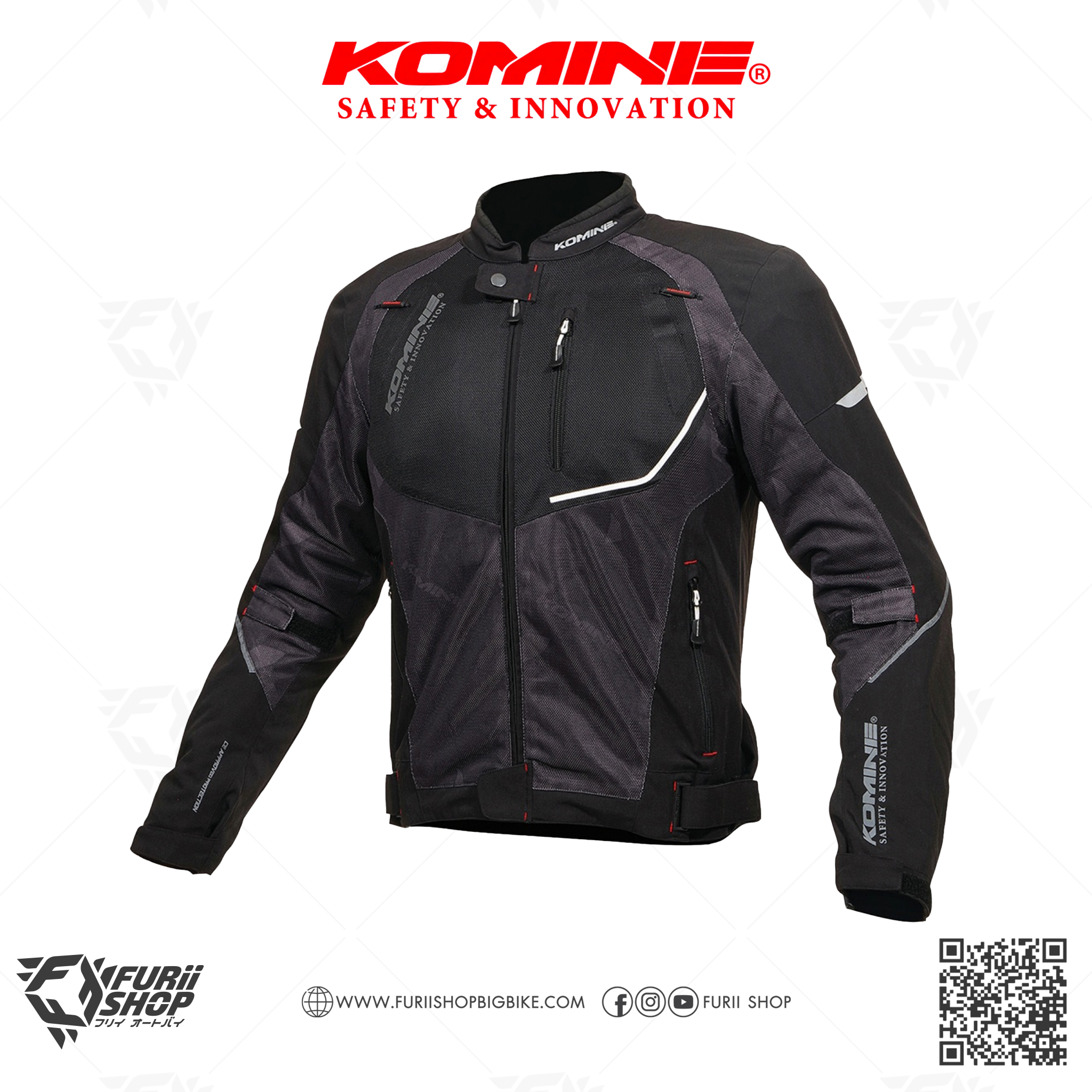 เสื้อแจ็คเก็ต KOMINE JK-139 WP Half M-JKT BLACK