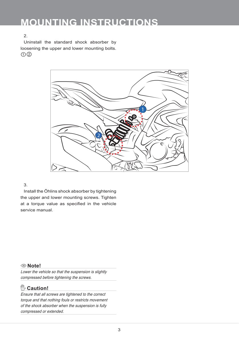 โช๊คหลังแต่ง Ohlins BM735 For BMW G 310 R ปี 2016-2023