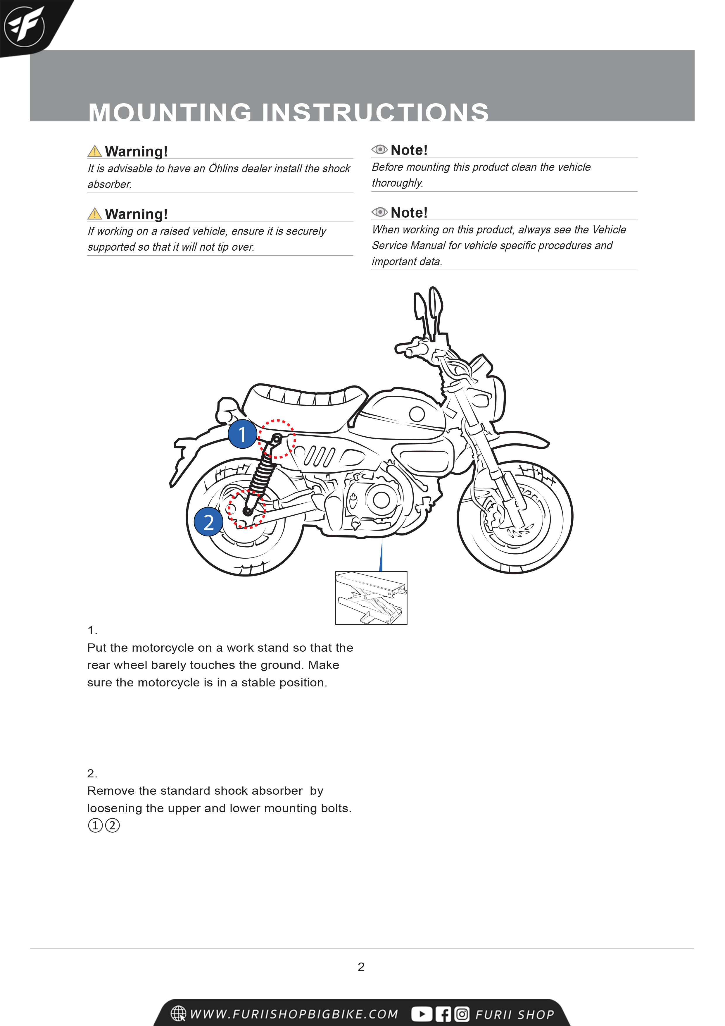 โช๊คหลัง OHLINS HO919 FOR Honda Monkey 2018-2019