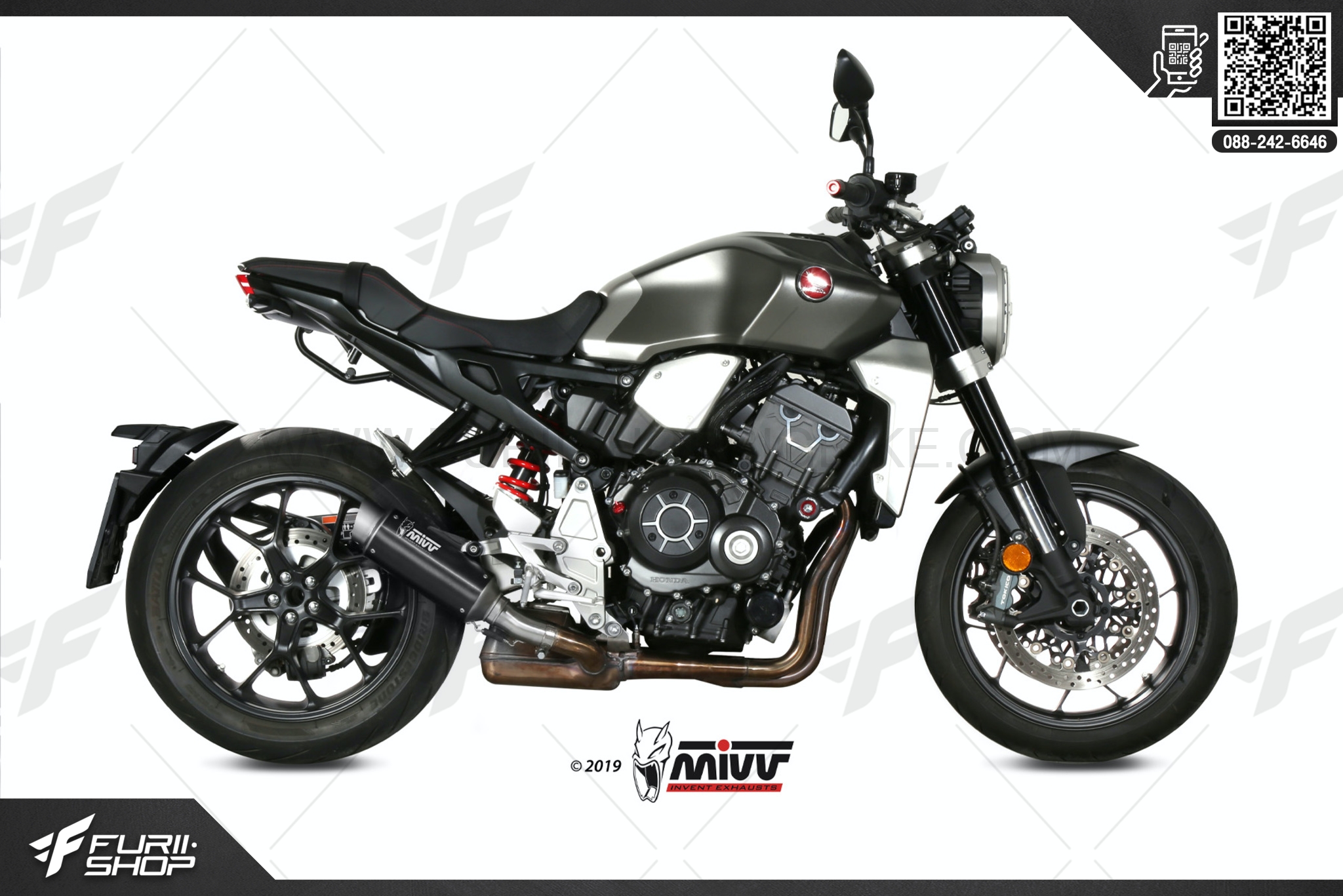 ท่อมอเตอร์ไซค์ MIVV SLIP-ON GP PRO STEEL BLACK FOR HONDA CB1000R 2018 ท่อแต่ง ท่อสูตร ท่อบิ๊กไบค์ ท่อBigbike ท่อไอเสีย