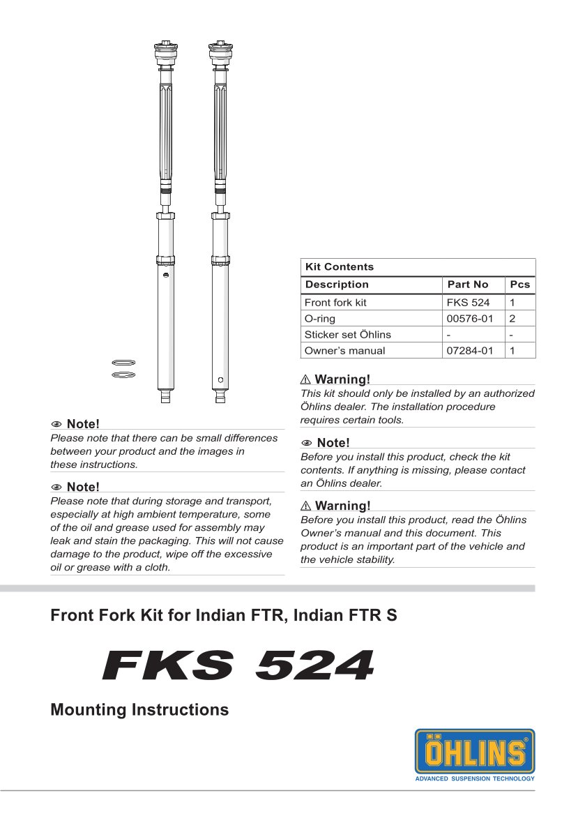 สปริงโช้คหน้า Ohlins FKS524 For Indian FTR 1200 S 2021-2023