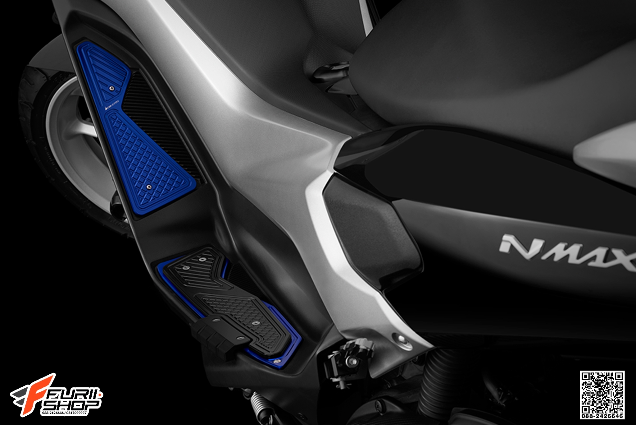 แผ่นวางเท้าพร้อมกันล้มด้านข้าง BIKERS สีน้ำเงิน FOR YAMAHA NMAX155