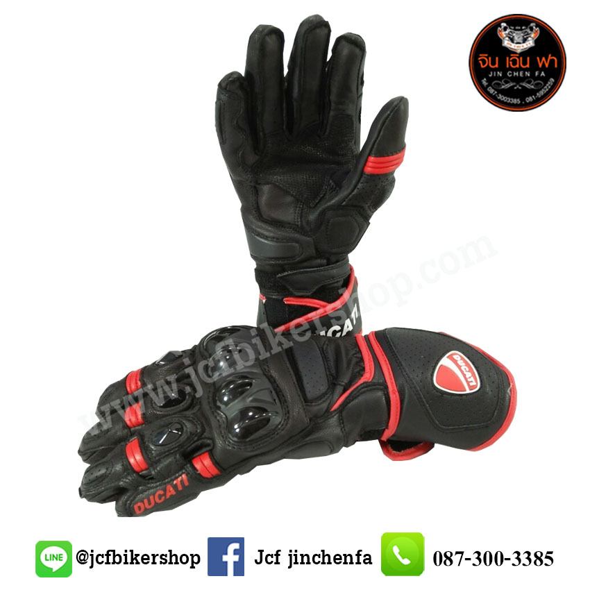 ถุงมือมอไซค์ ถุงมือมอเตอร์ไซค์ ถุงมือขับมอเตอร์ไซค์ ถุงมือ DUCATI ข้อยาว V2