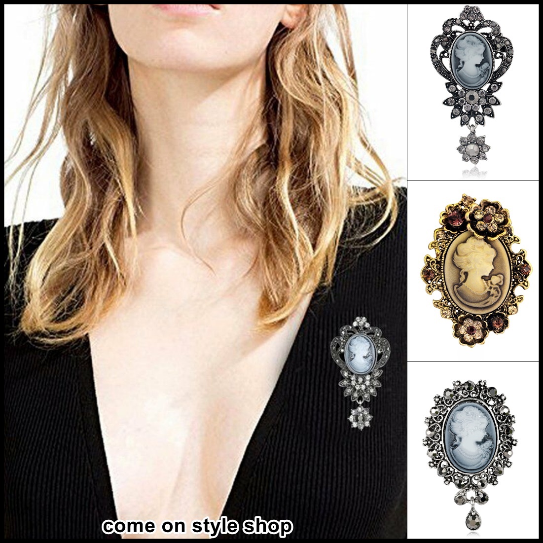 เข็มกลัดวินเทจ คามีโอ Cameo แนววิคตอเรีย Cameo Pin Brooch Gothic Victoria Vintage Style