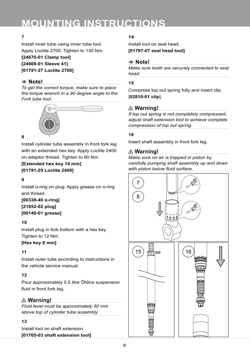 สปริงโช้คหน้า Ohlins FKR107 For Kawasaki ZX-6R (600cc) 2009-2016