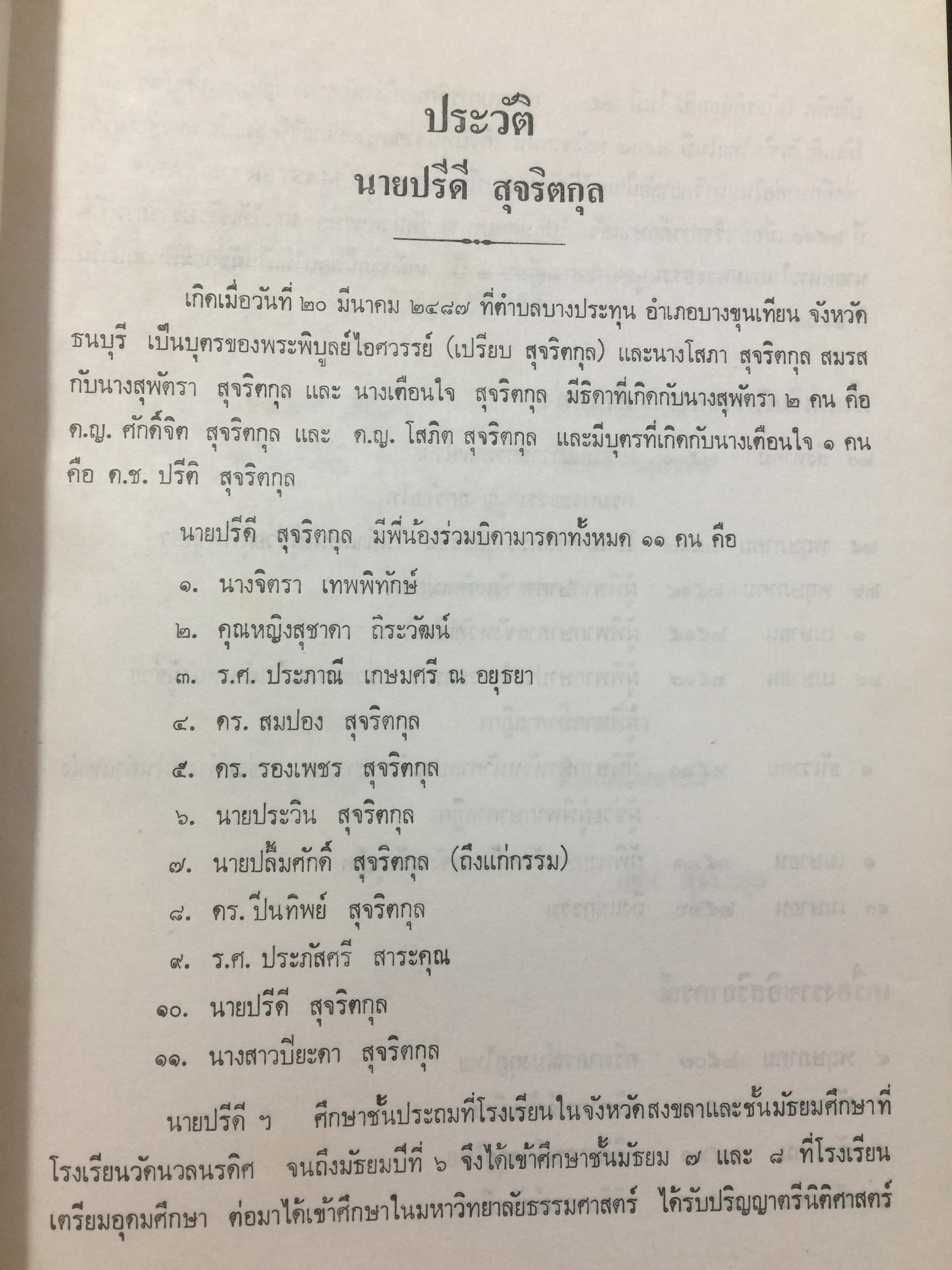 ปรีดี.สุจริตกุล. หนังสือที่ระลึกในงานพระราชทานเพลิงศพ ณ เมรุวัดไชธาราราม(วัดฉลอง) อำเภอเมือง จังหวัดภูเก็ต วันที่ 27 เมษายน ปี 2526 800 กรัม
