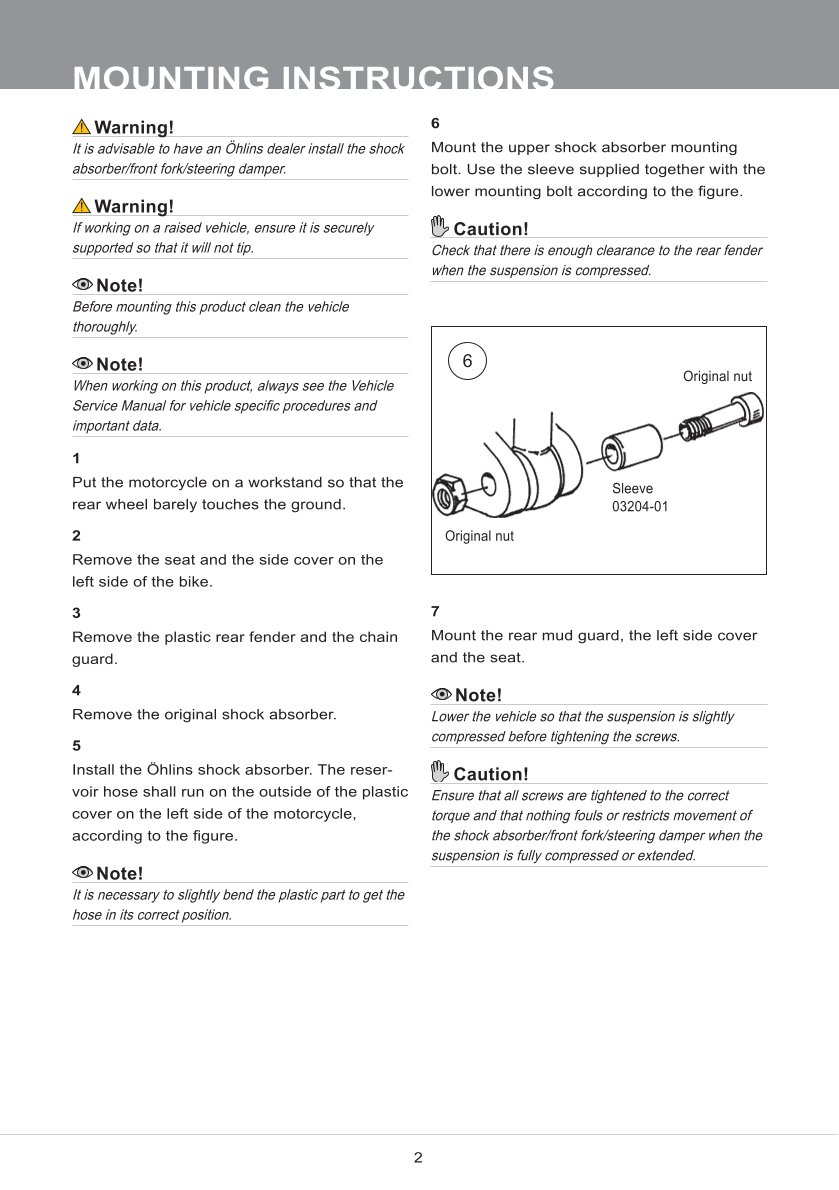 โช๊คหลังแต่ง Ohlins YA403 For Yamaha FZ6 S2 ปี 2007-2009