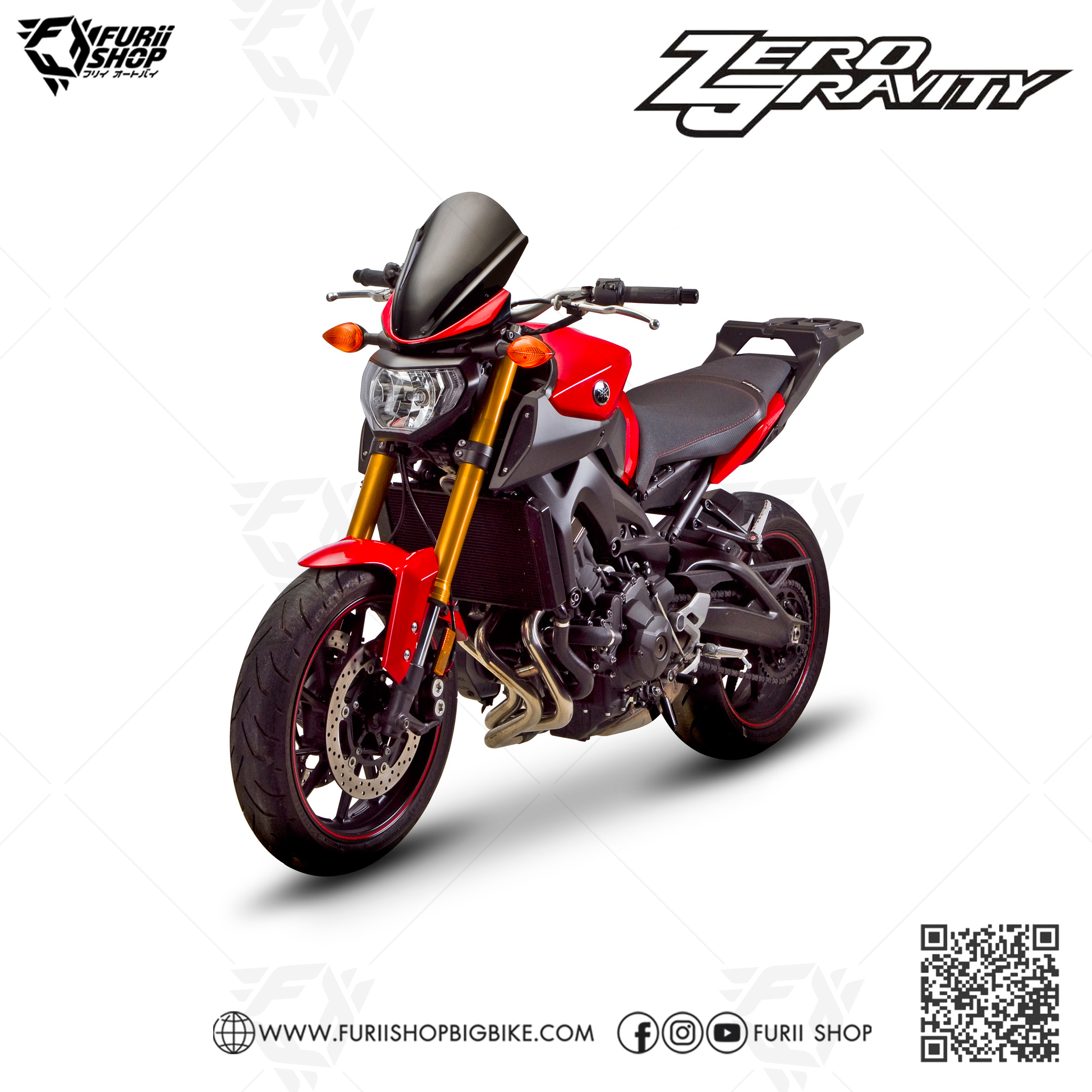 ชิลด์หน้า Zero Gravity Windshield Touring : for Yamaha FZ09/MT09 2014-2016