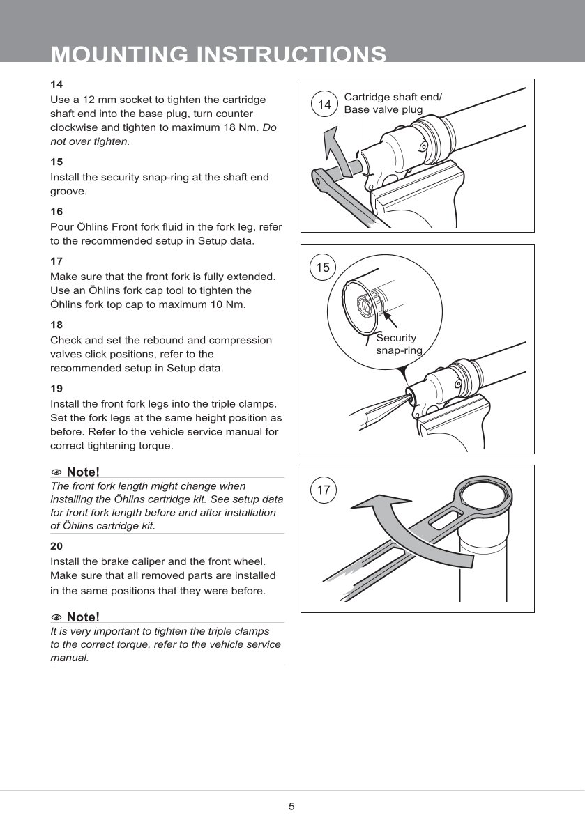 สปริงโช้คหน้า Ohlins FCX1205 For Husqvarna TC 250 2021-2024