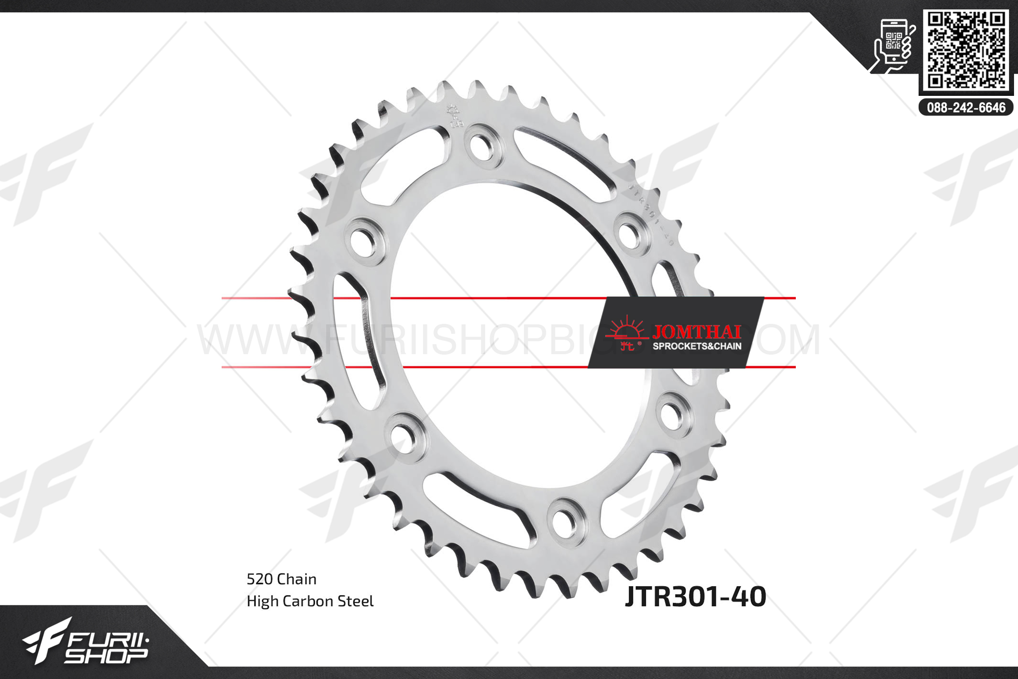 สเตอร์หลัง JOMTHAI (พระอาทิตย์) 40ฟัน รหัส JTR301-40 For CRF250F