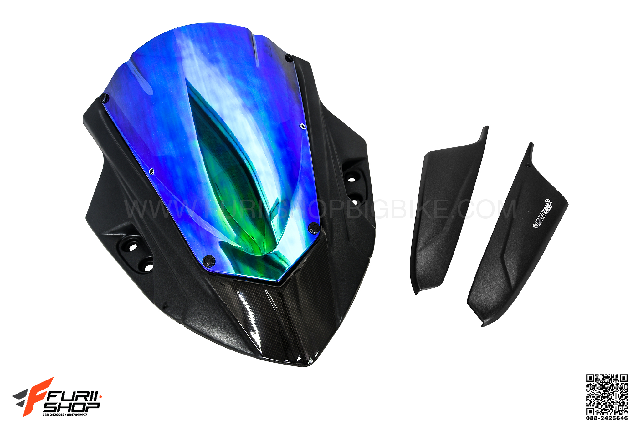 ชิวหน้า MOTOZAAA FUJIN สีดำ ชิวรุ้ง FOR HONDA CBR650F