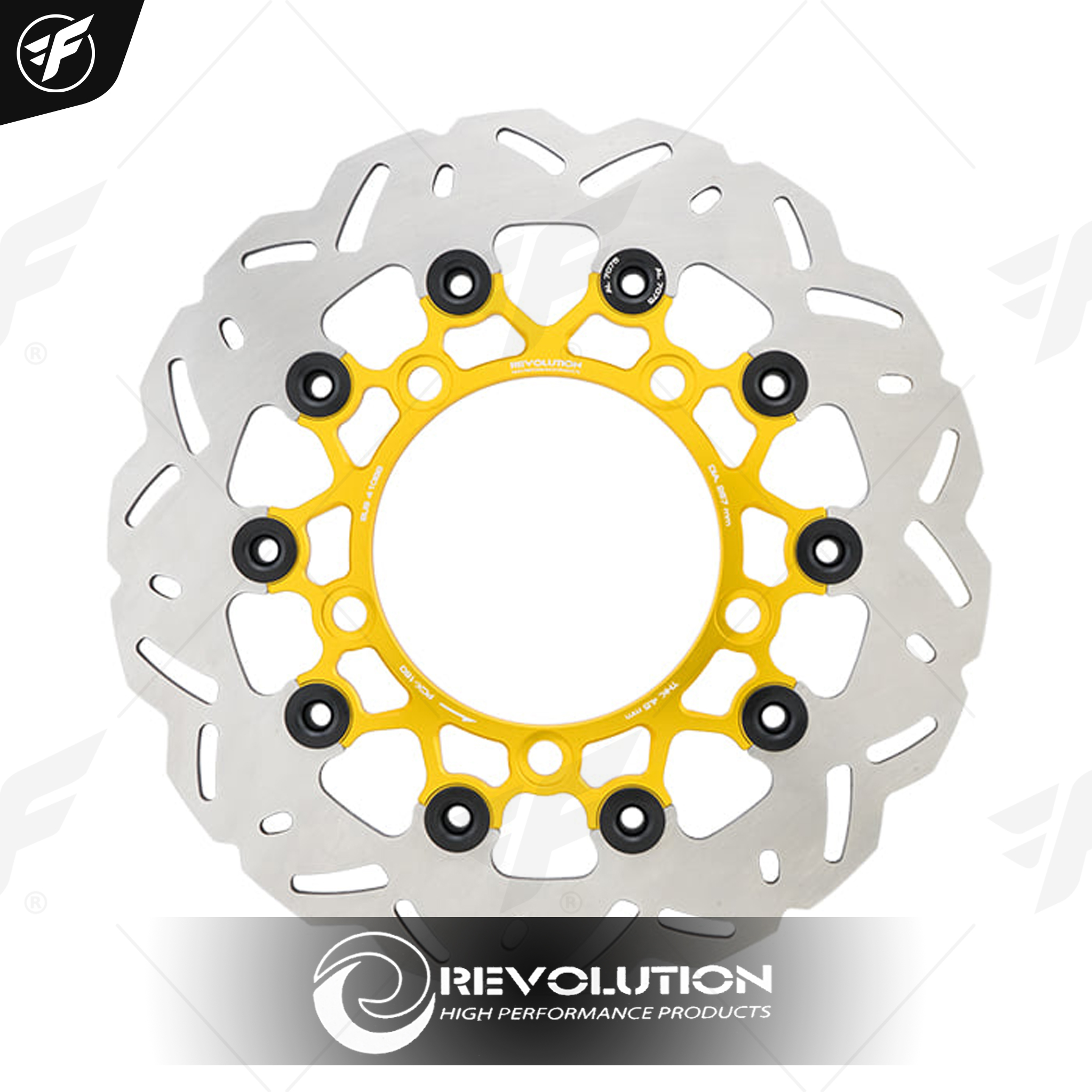 จานดิสเบรคหน้า ลายหยัก 4.5mm REVOLUTION V3 PCX-160 จาน267mm ทองหมุดดำ