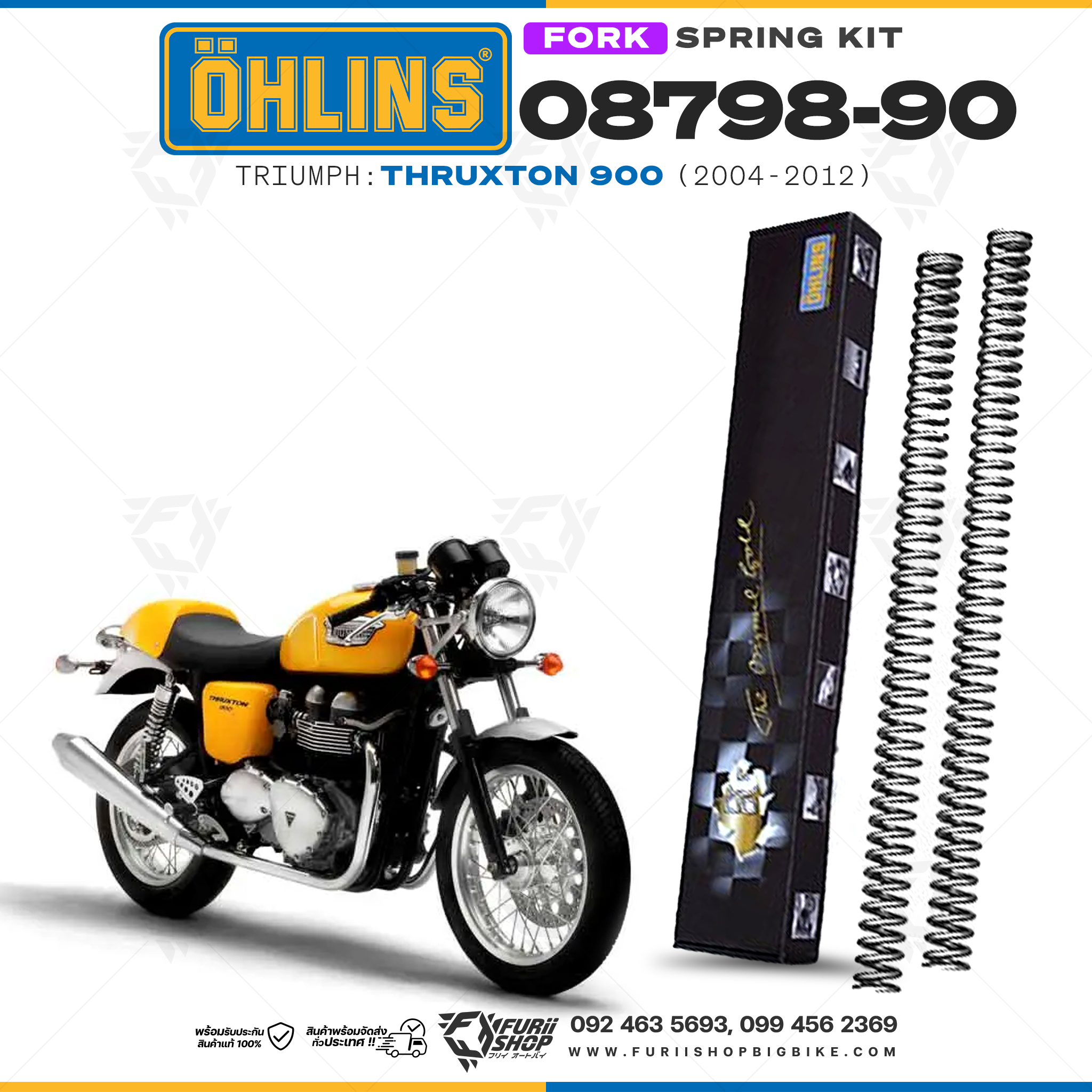 สปริงโช้คหน้า Ohlins 08798-90 For Triumph Thruxton 900 2004-2012