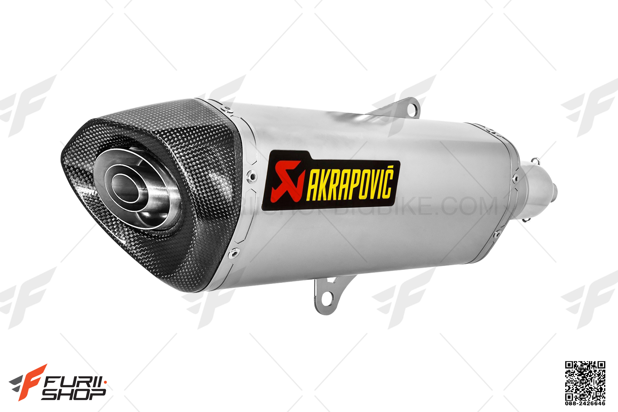 ท่อมอเตอร์ไซค์ AKRAPOVIC Slip on Titanium (New Shape) 1 รู For Honda Forza300ABS 2018-2019/ForzaABS 350 2020-2022
