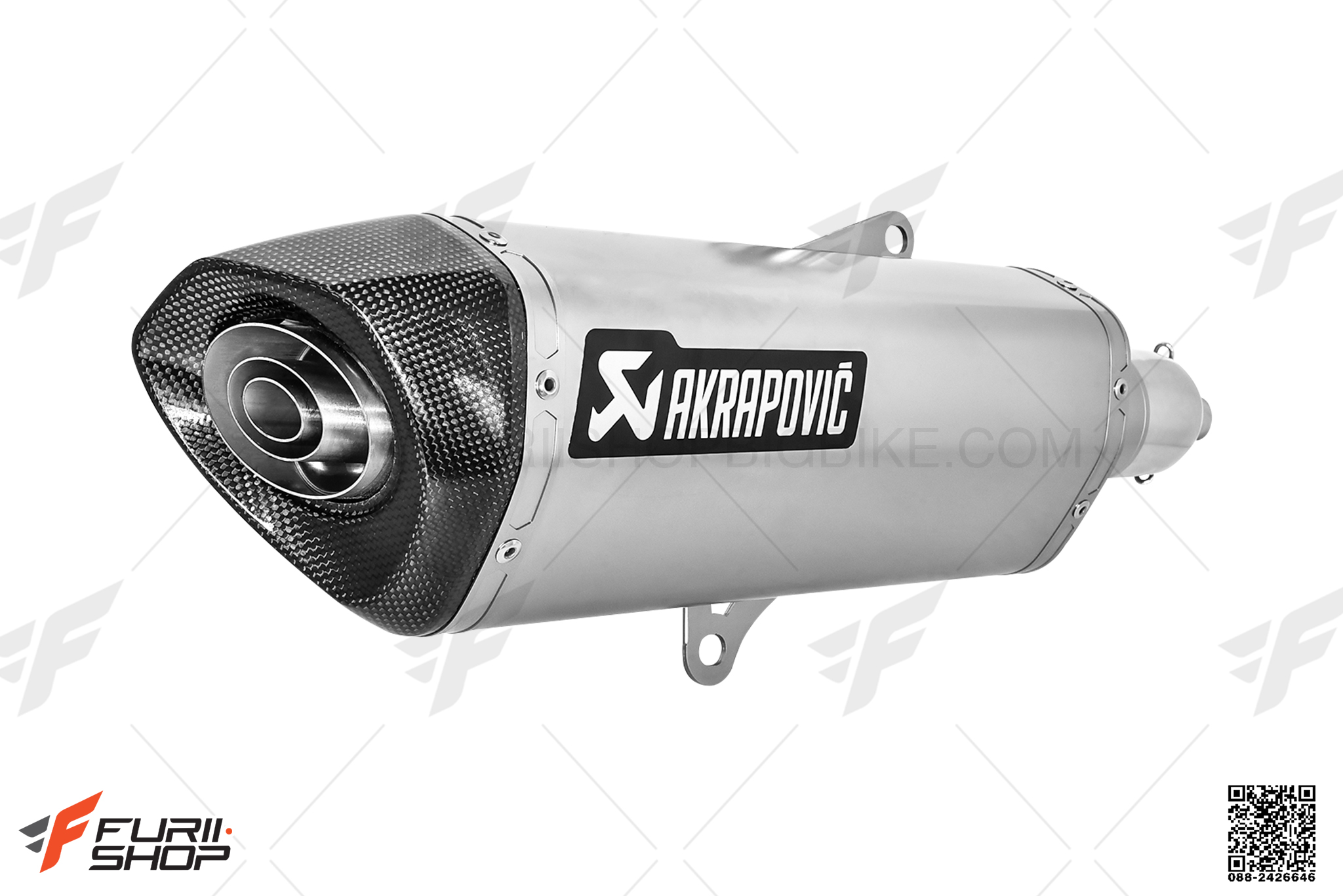 ท่อมอเตอร์ไซค์ AKRAPOVIC Slip on Titanium Logo Aluminium New Shape 1 รู For Honda Forza300ABS 2018-2019/ForzaABS 350 2020-2022