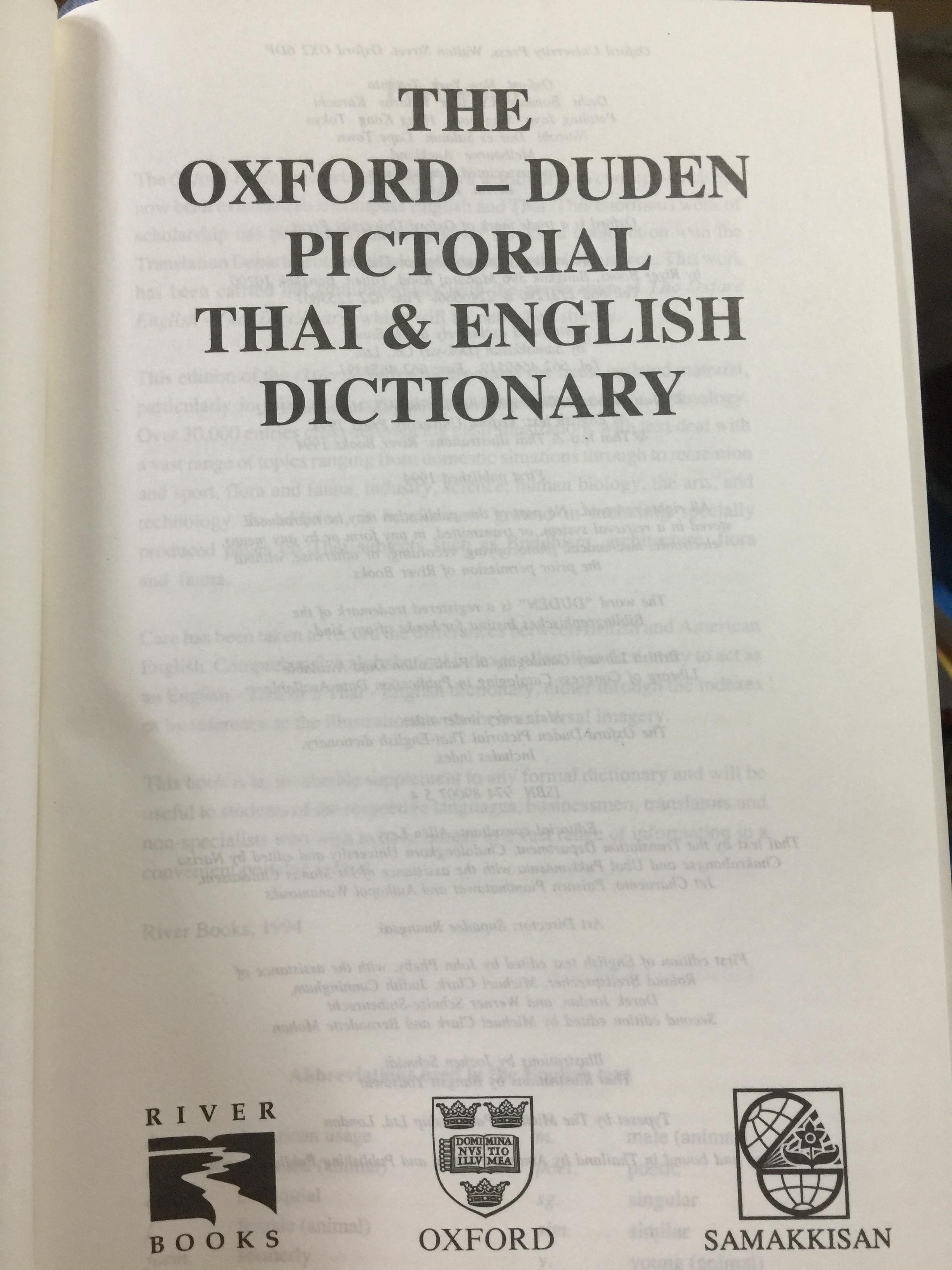 The OXFORD-DUDEN. PICTURAL THAI & ENGLISH DICTIONARY 0 กก.
