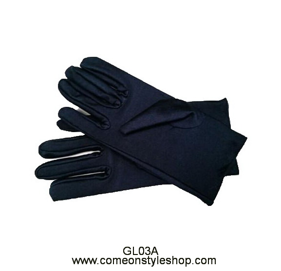 ถุงมือผ้าซาตินแบบสั้น ถุงมือออกงาน การแสดง แต่งงาน คอสเพลย์ Satin Short Gloves