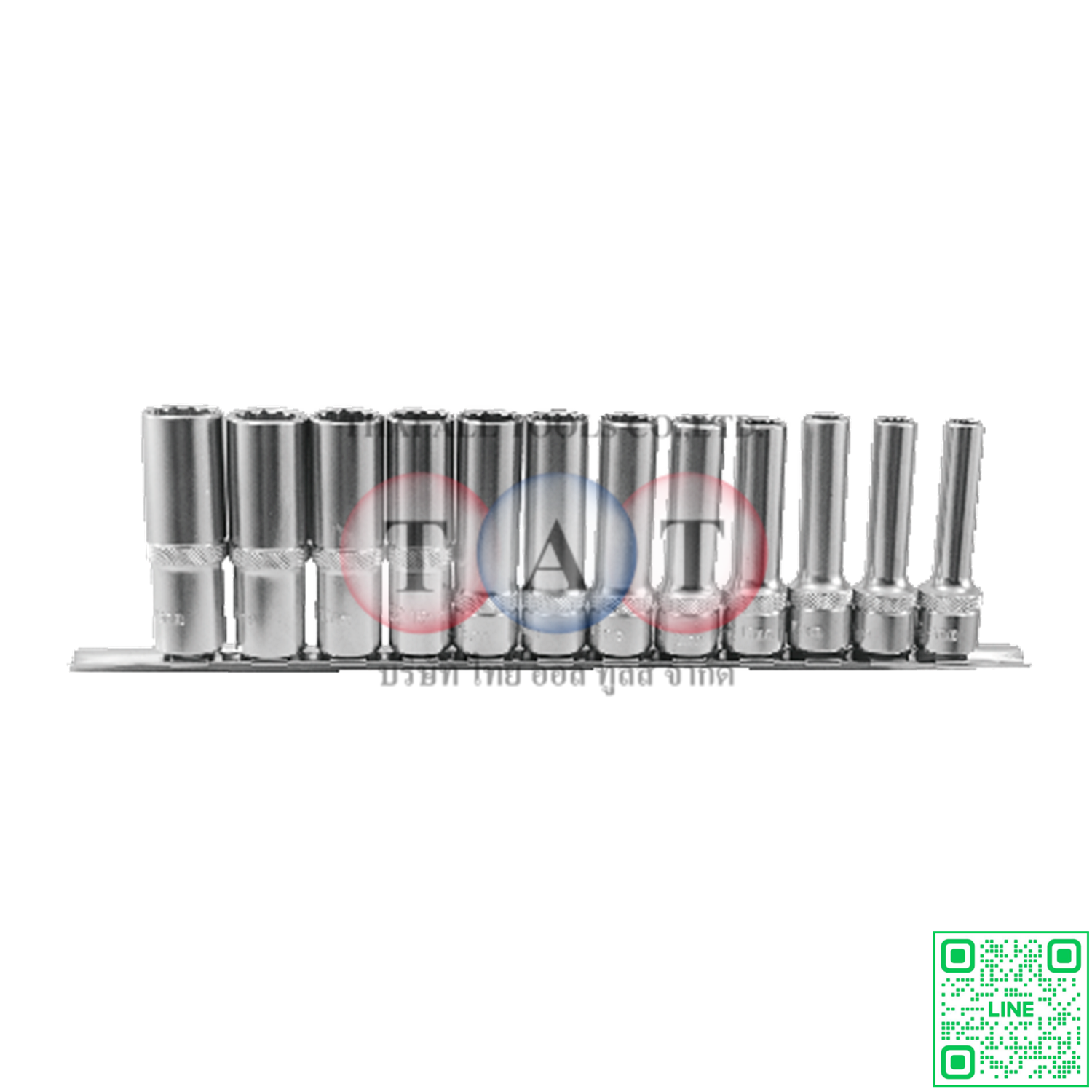12 PCS 1/2" DR. 12PT FLANK DEEP SOCKET SET