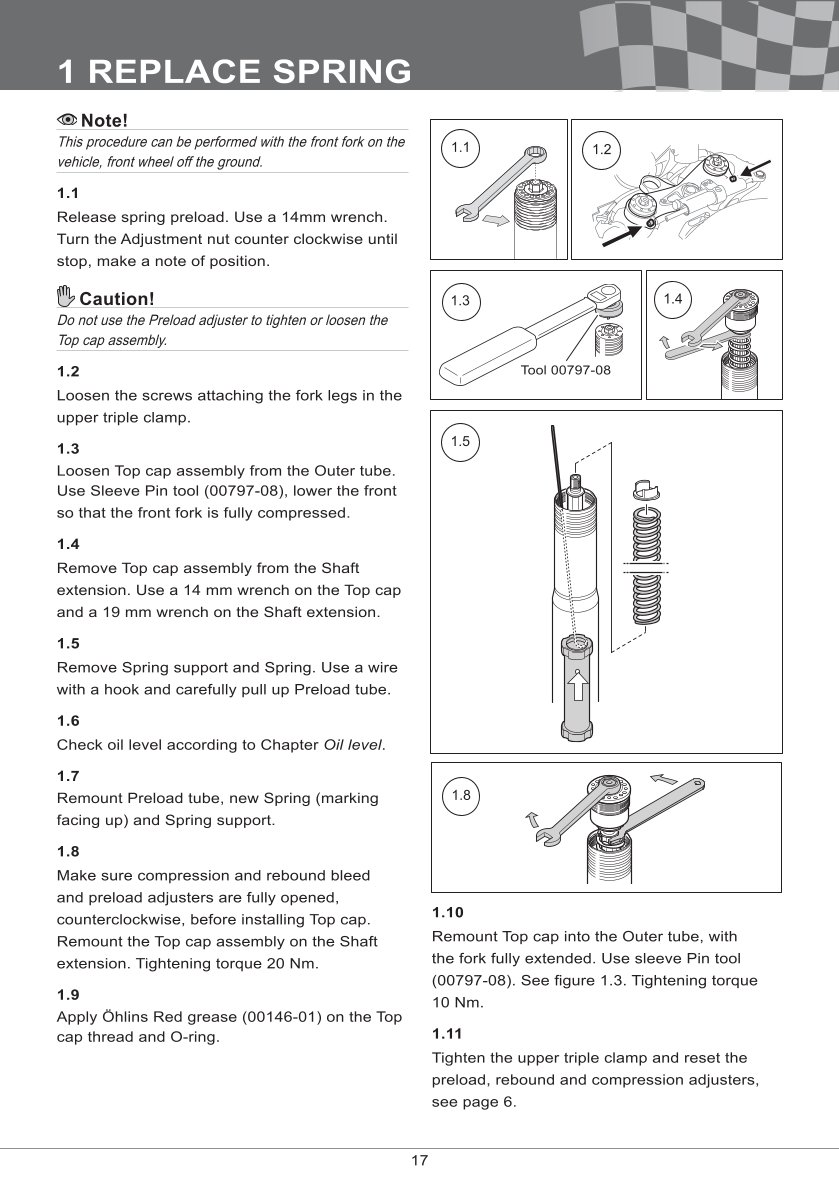 โช้คหน้า OHLINS FGR252 FOR Yamaha YZF R6 2017-2024